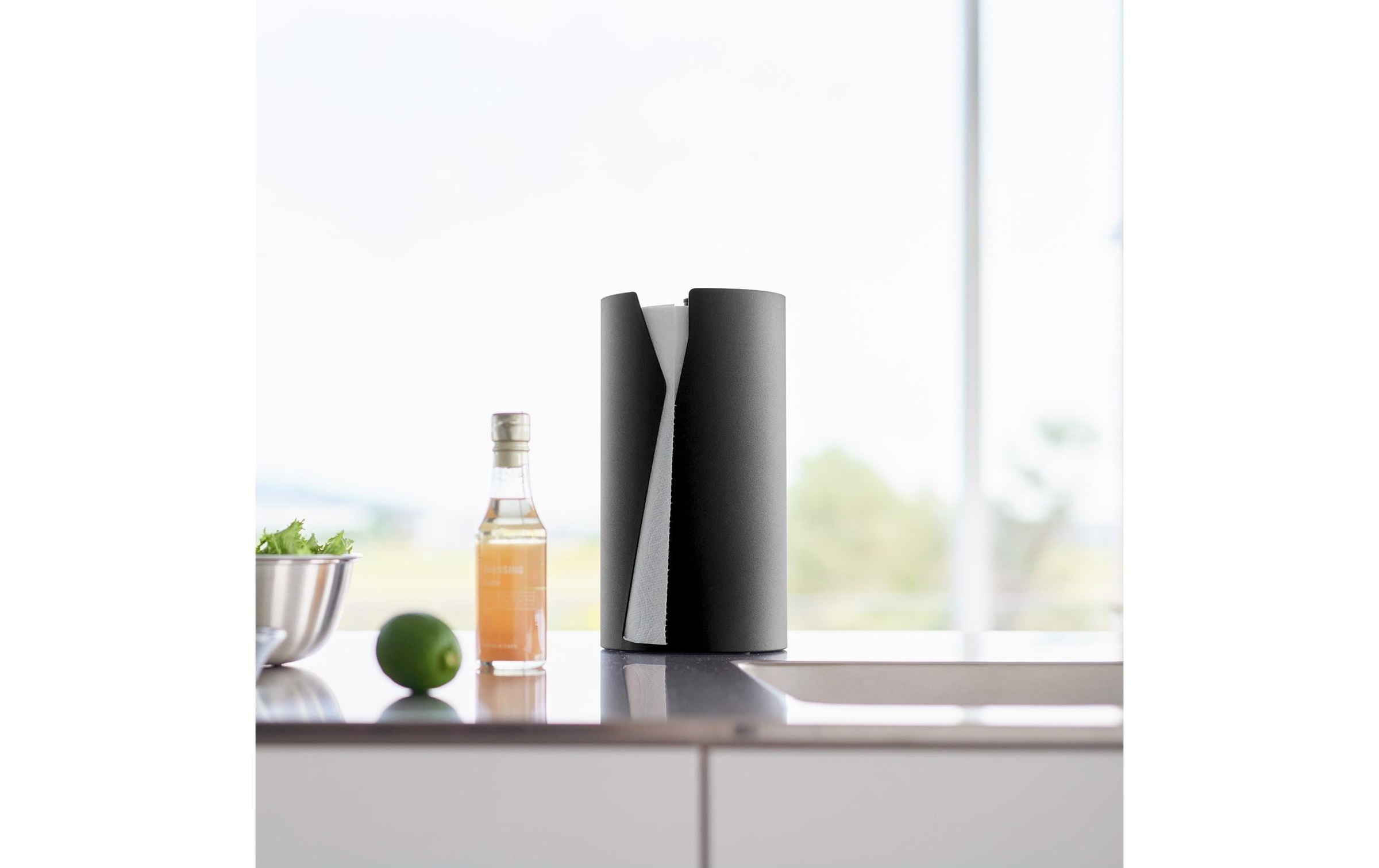 Yamazaki Porte-rouleau de cuisine »Tower 16 x 16 x 30.2 cm« Runder Küchenrollenhalter aus Stahl mit beschwerter Basis
