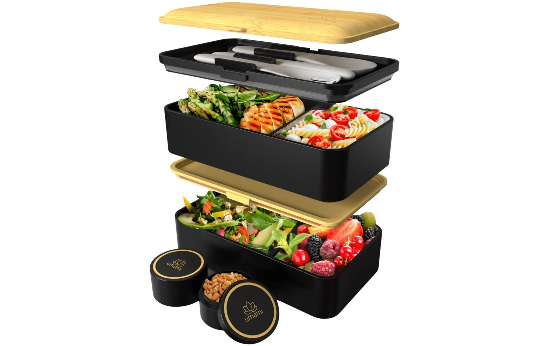 Image of Lunchbox "Umami Original L Black und Bamboo" 1 Stk. tlg. Holzart: Bambus (China)