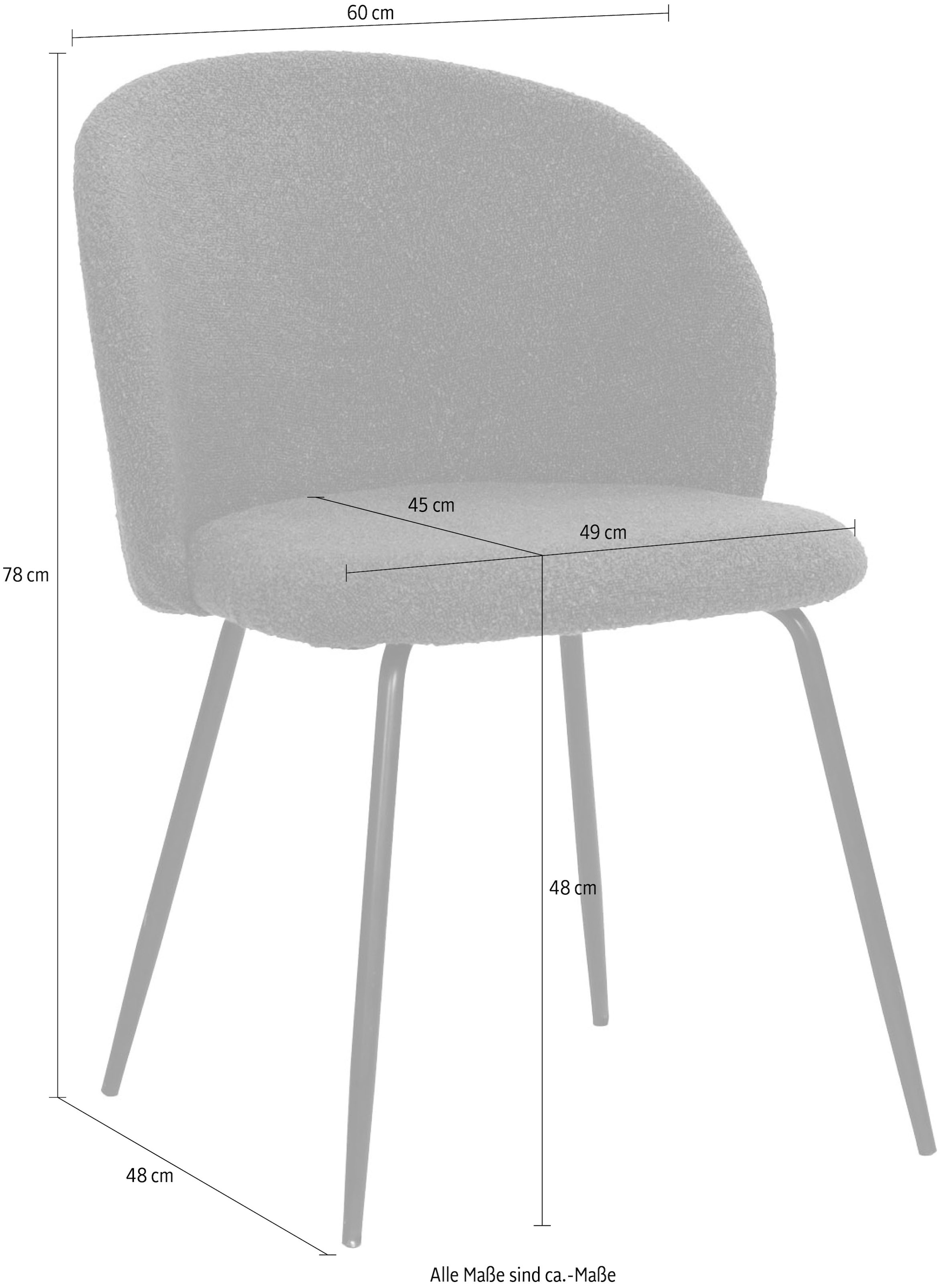SIT Chaise à 4 pieds »Verona 2er-Set Esszimmerstühle mit Strukturstoff & Metallgestell« (Ensemble) 2 cuisTissu structuré Öko-Tex & dossier ergonomiquement arrondi