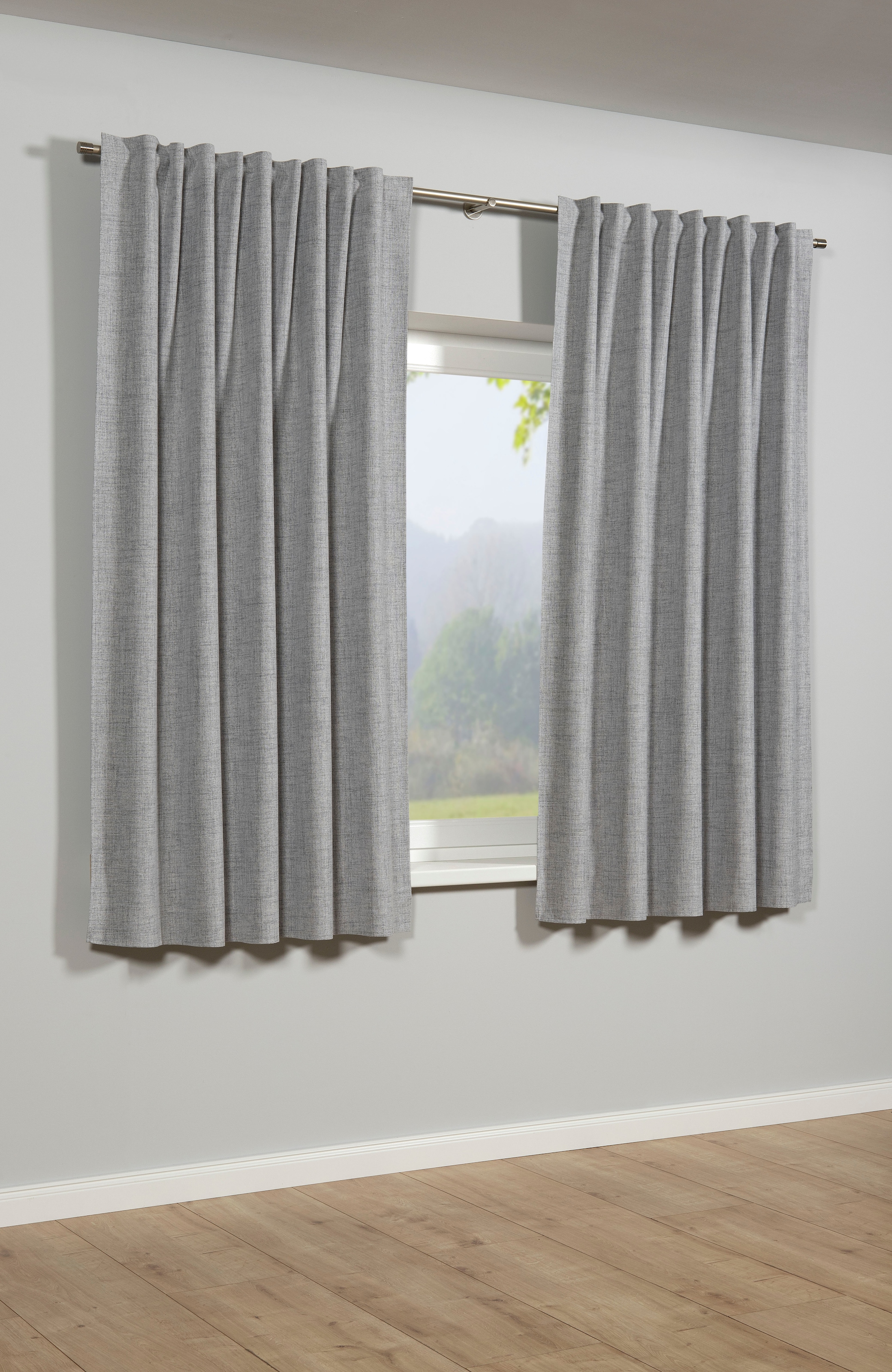 Image of Sehlbach Gardine "Schal Blackout Struktur" Schlaufen 1 Stk. tlg. mit Gardinenband und verdeckten Schlaufen