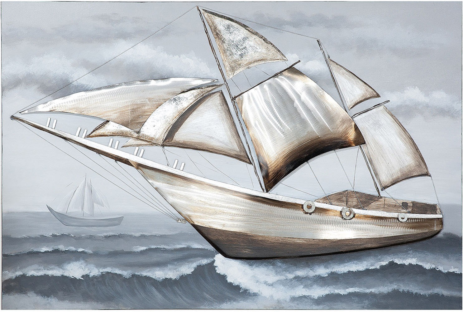 Image of GILDE Holzbild "Bild rechteckig Segelboot" Boote & Schiffe 1 Stk. tlg.