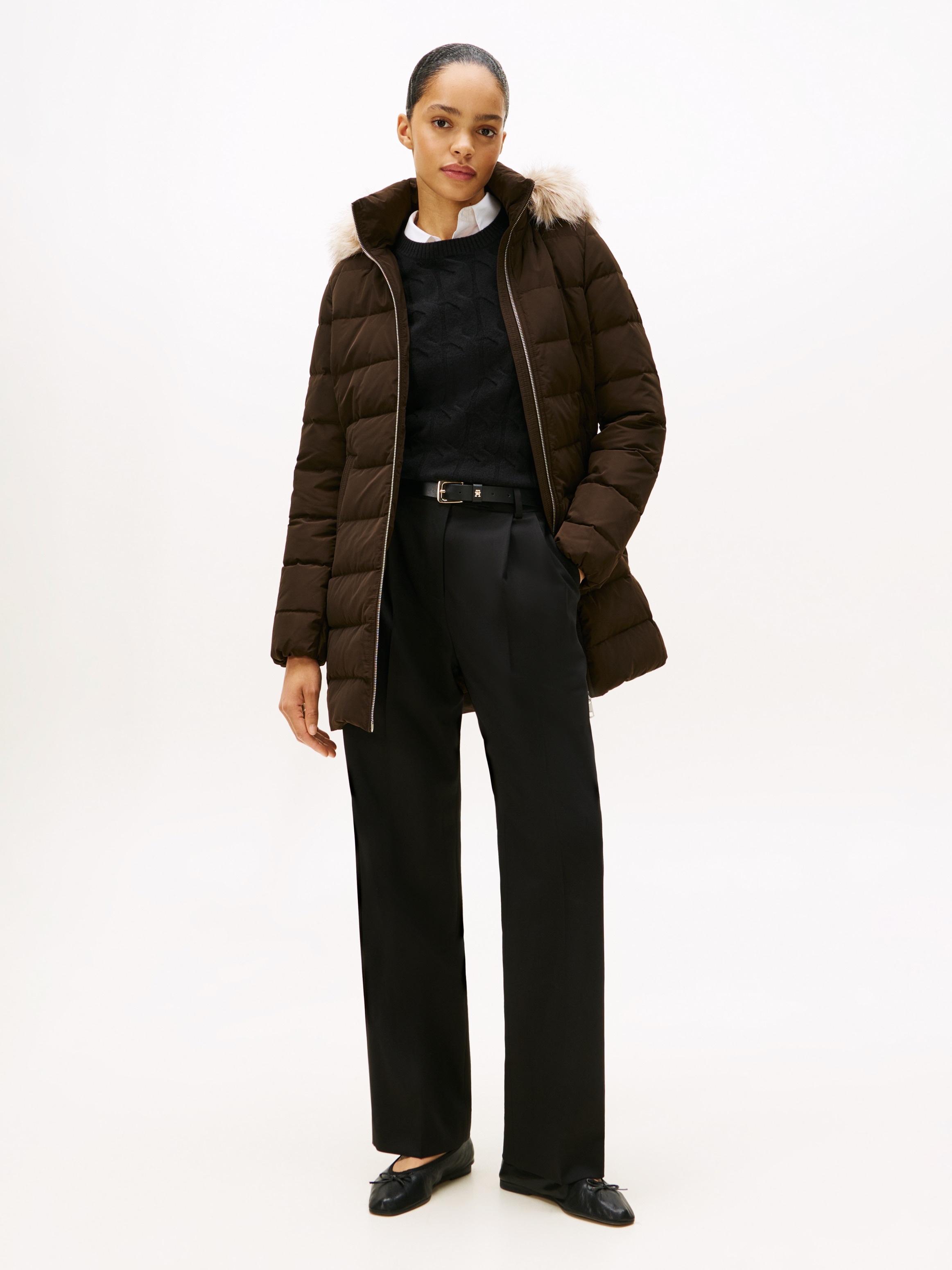 Tommy Hilfiger Manteau matelassé »MW DOWN SLIM COAT WITH FUR« mit Fellimitat