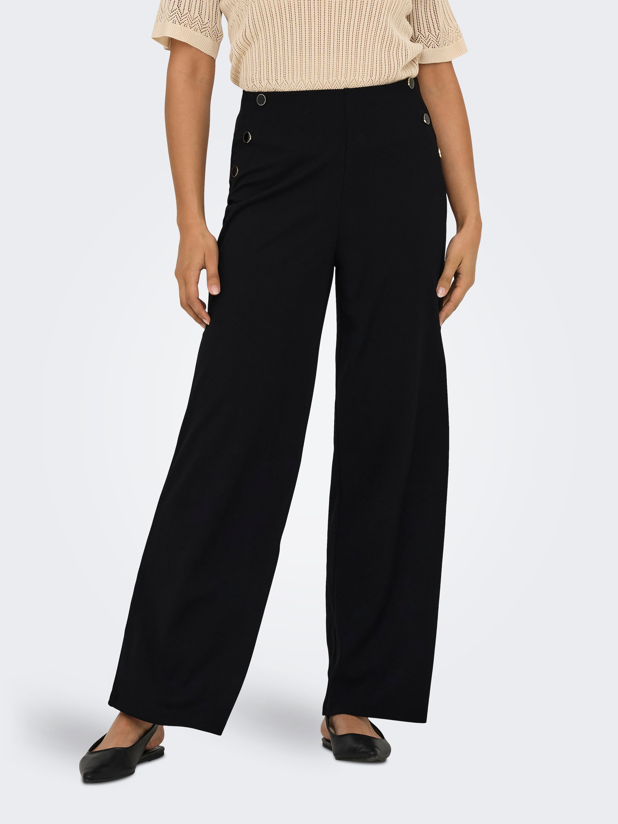 Image of JDY Jerseyhose "JDYGEGGO LIFE BUTTON PANT JRS NOOS" Materialmix, regular fit