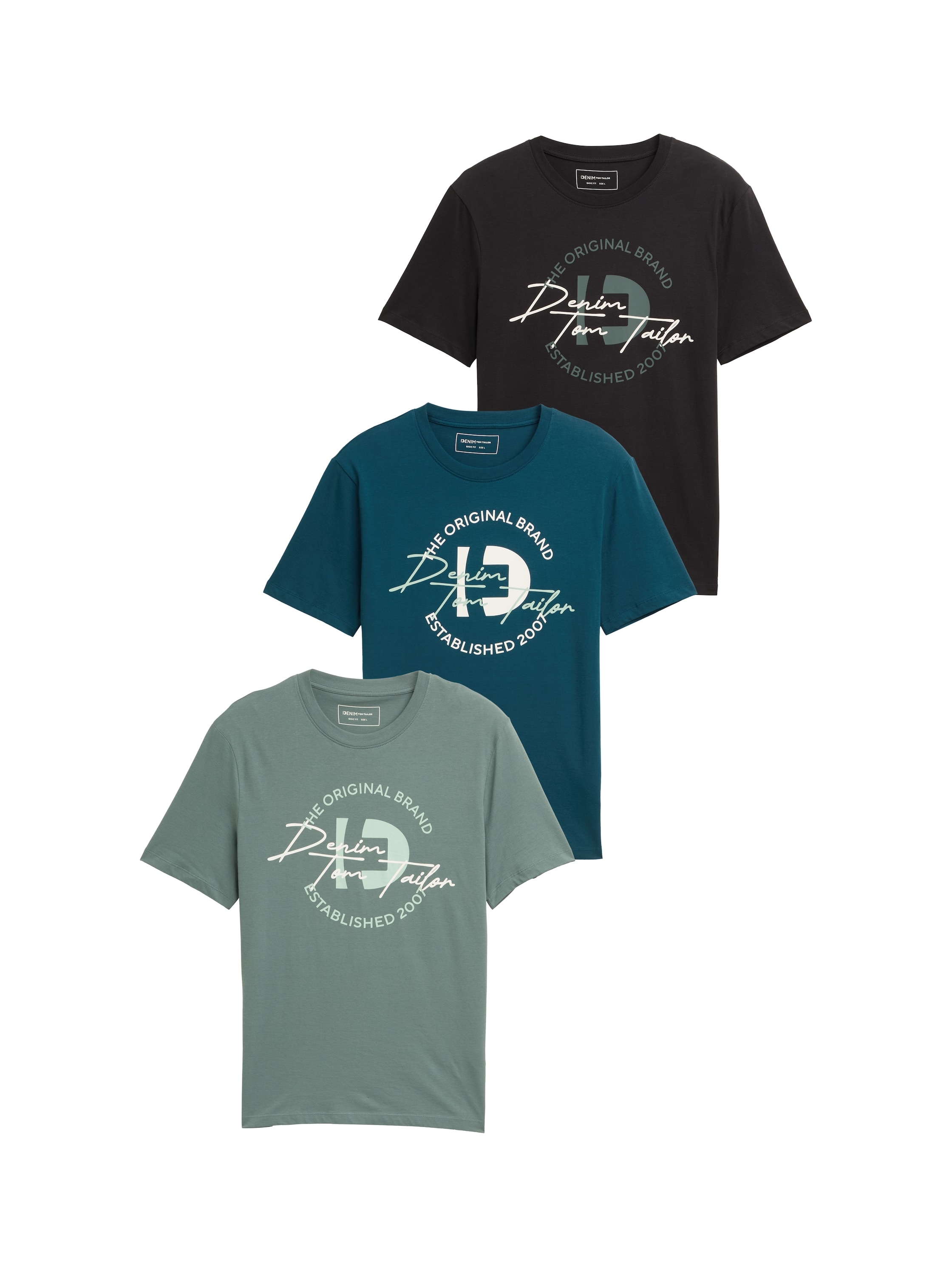Image of TOM TAILOR Denim T-Shirt Packung, 3 Stk. mit Print