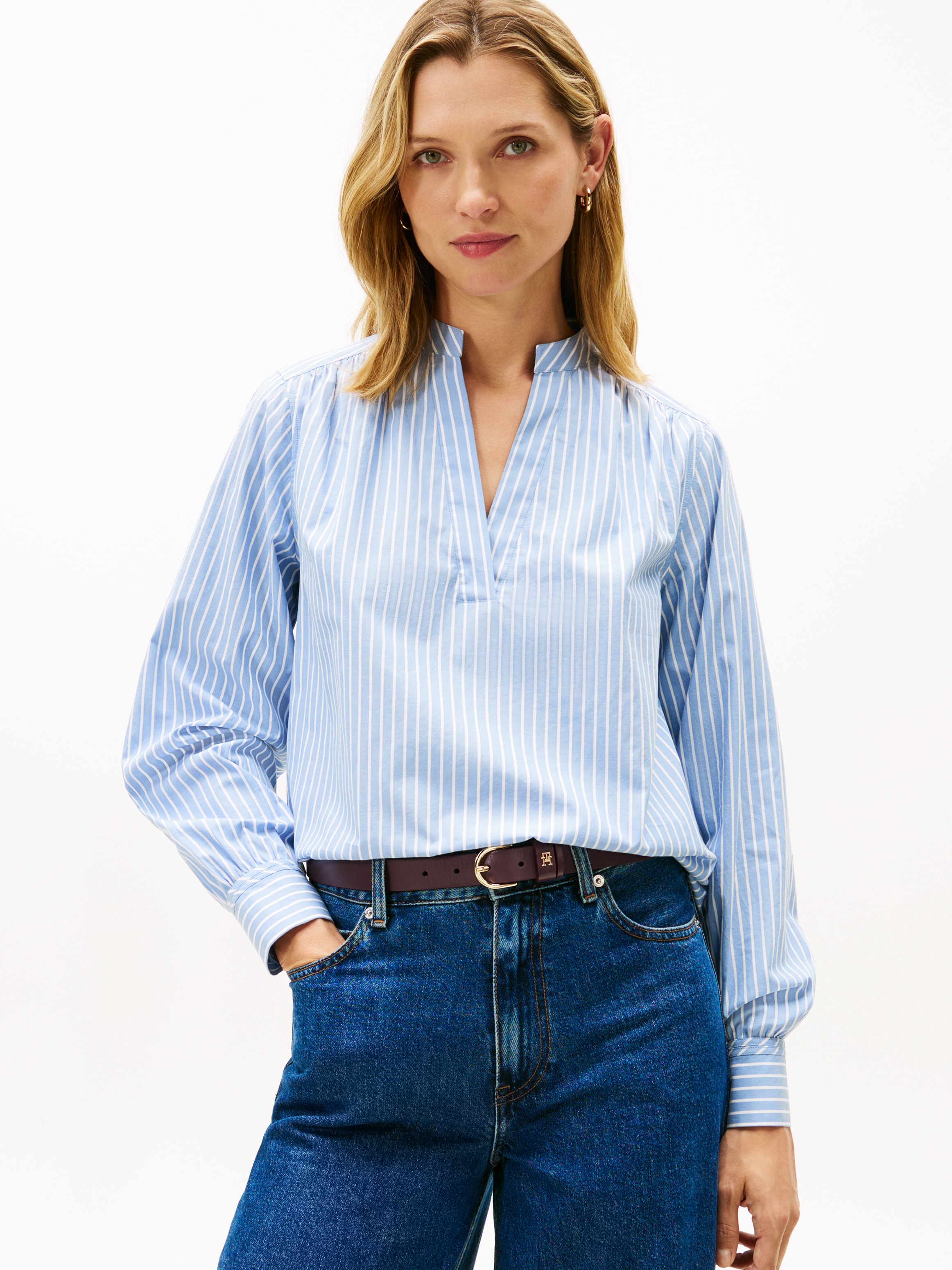 Image of Tommy Hilfiger Shirtbluse "POPLIN V-NK BLOUSE"