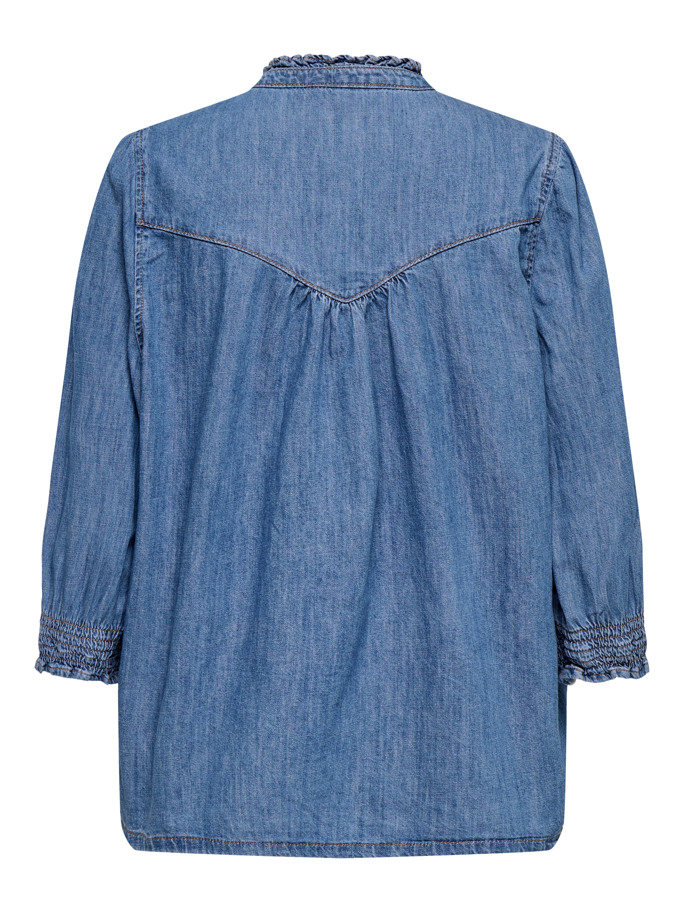 ONLY Blouse en jean »ONLRAYA 3/4 SHIRT DNM AKM NOOS« mit Rüschenkragen
