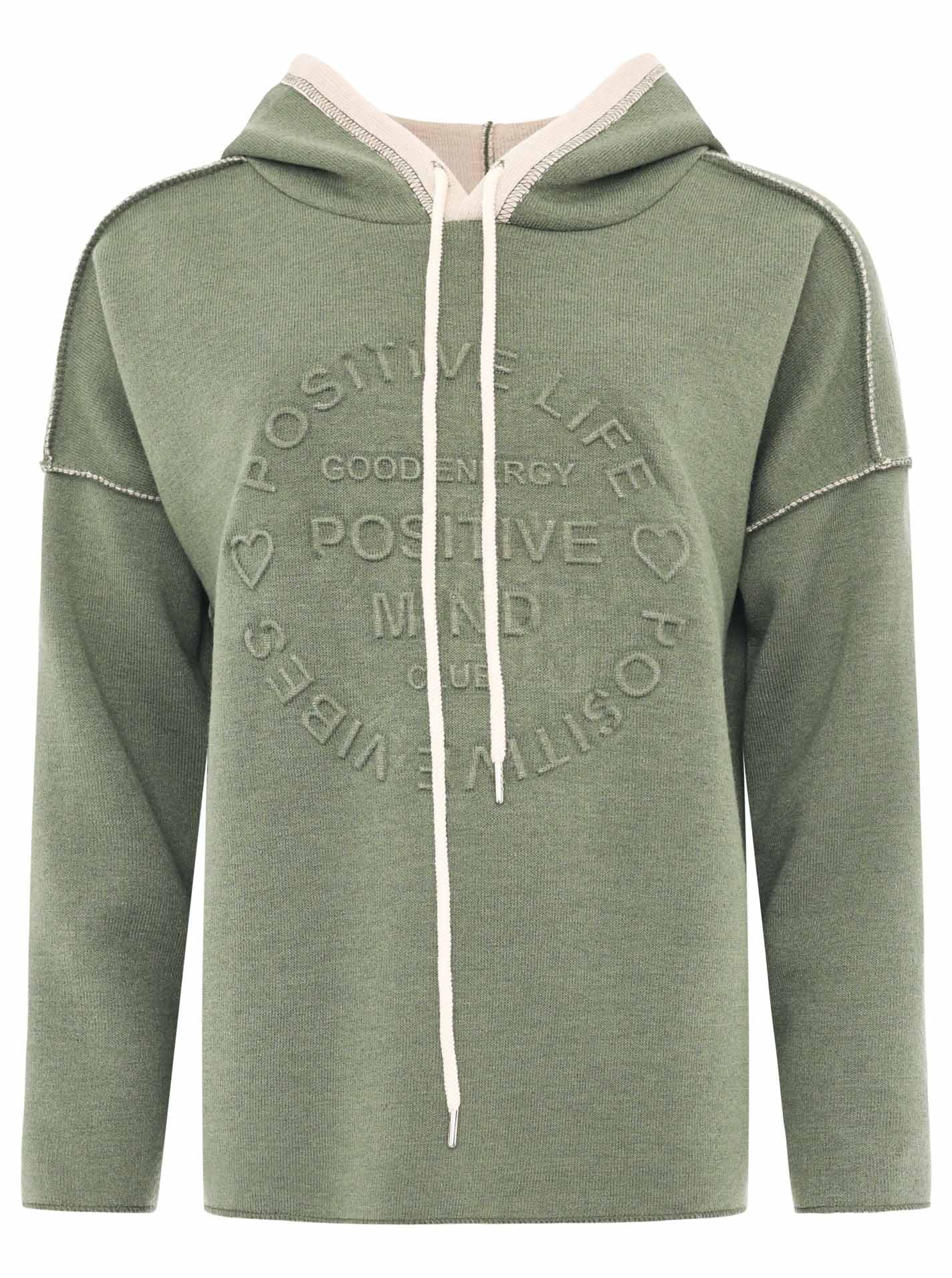 Zwillingsherz Hoodie »"Positive Mind"«, capuche, manches 3/4, inscription ton sur ton devant, cordon de serrage
