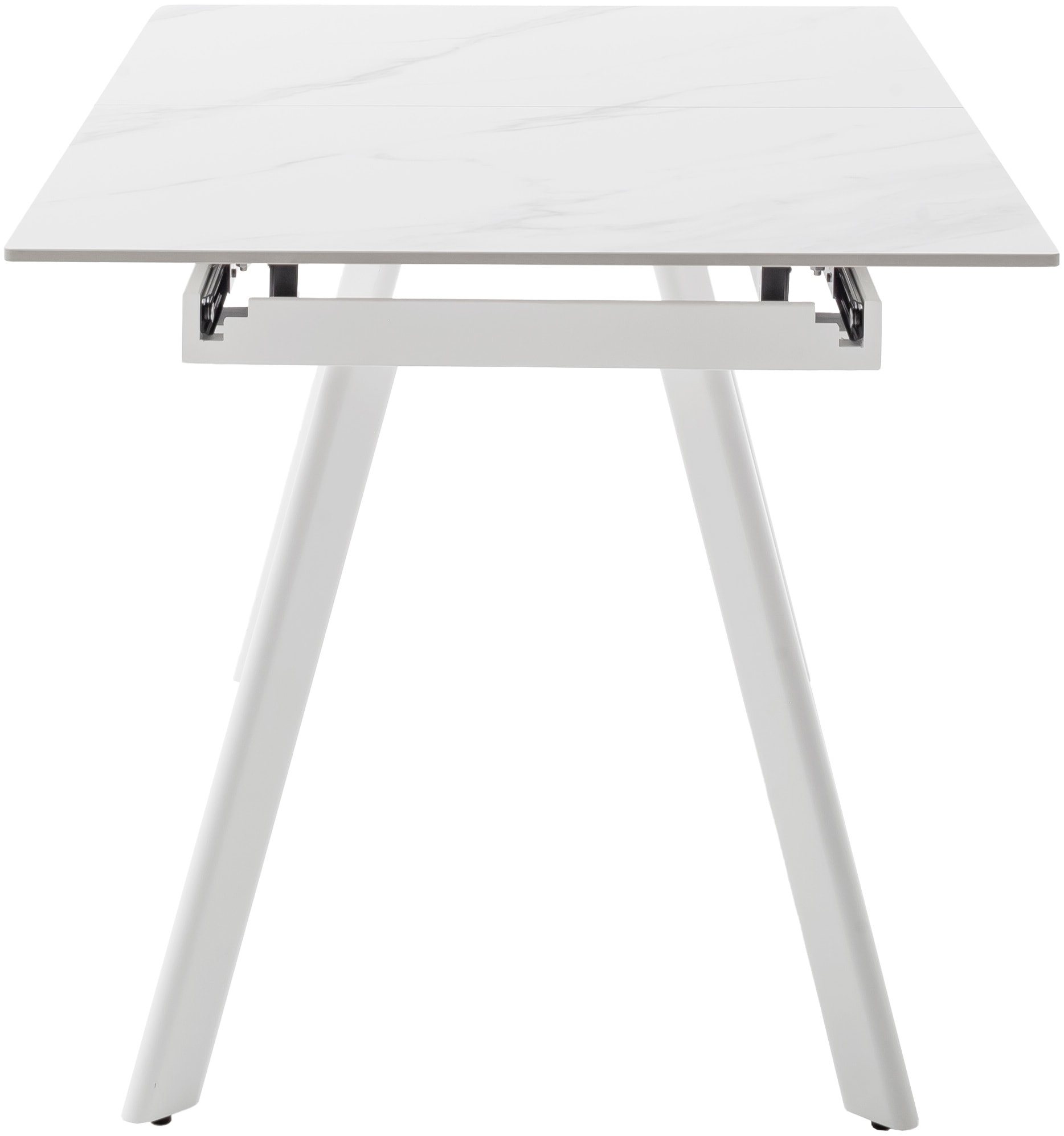 MCA furniture Esstisch »PARENZO Auzugtisch 140-180 cm weiss marmoriert - bis 8 Personen«, (1 St.), Keramik, Metall weiss, Synchronauszug, ausziehbar, 6-8 Personen
