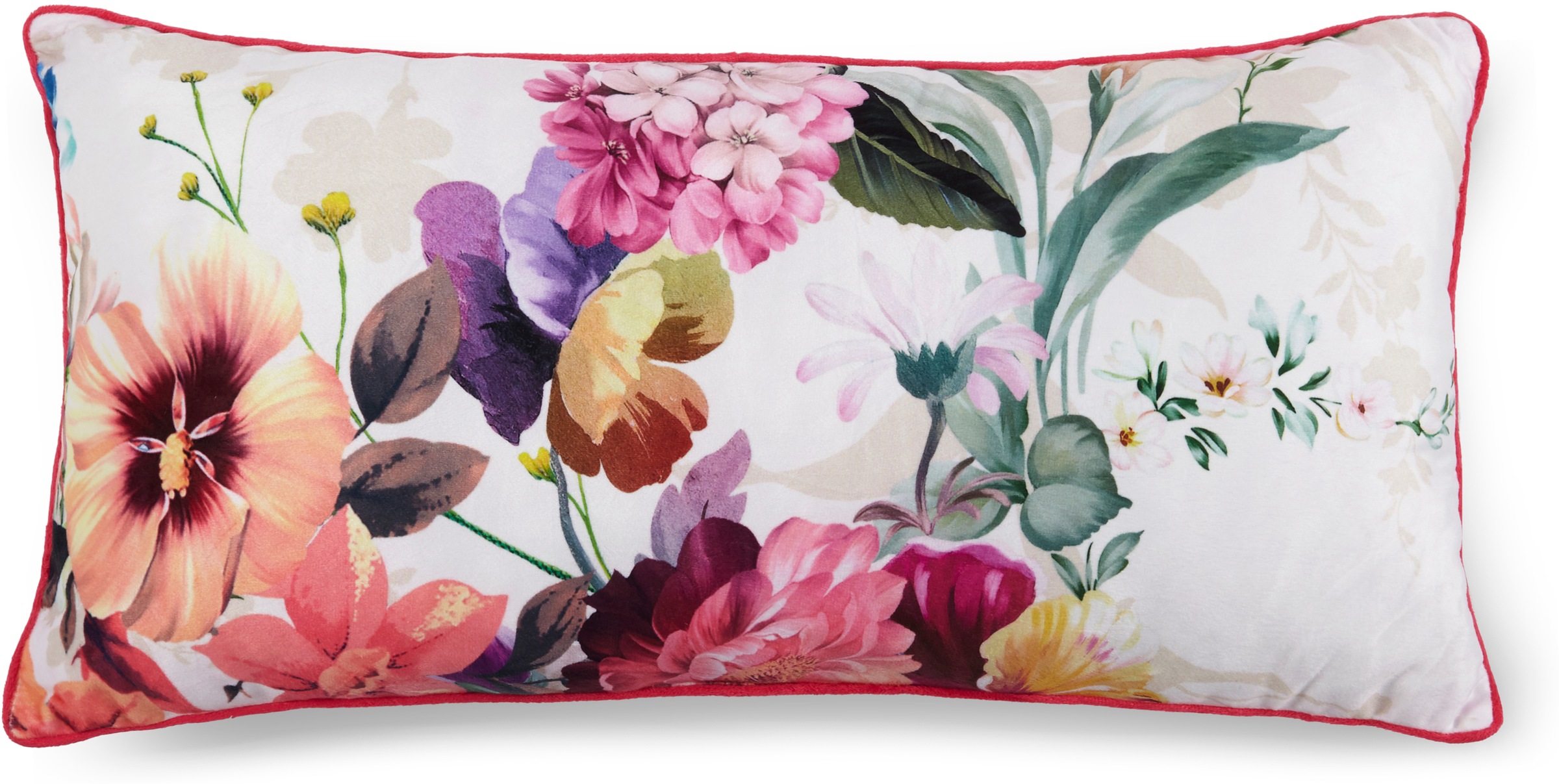 Descanso Dekokissen »Novara«, Mit Füllung, 1 Stück, Mit Biese, 30x60, Wendeoptik, Weich, Blumen Grau