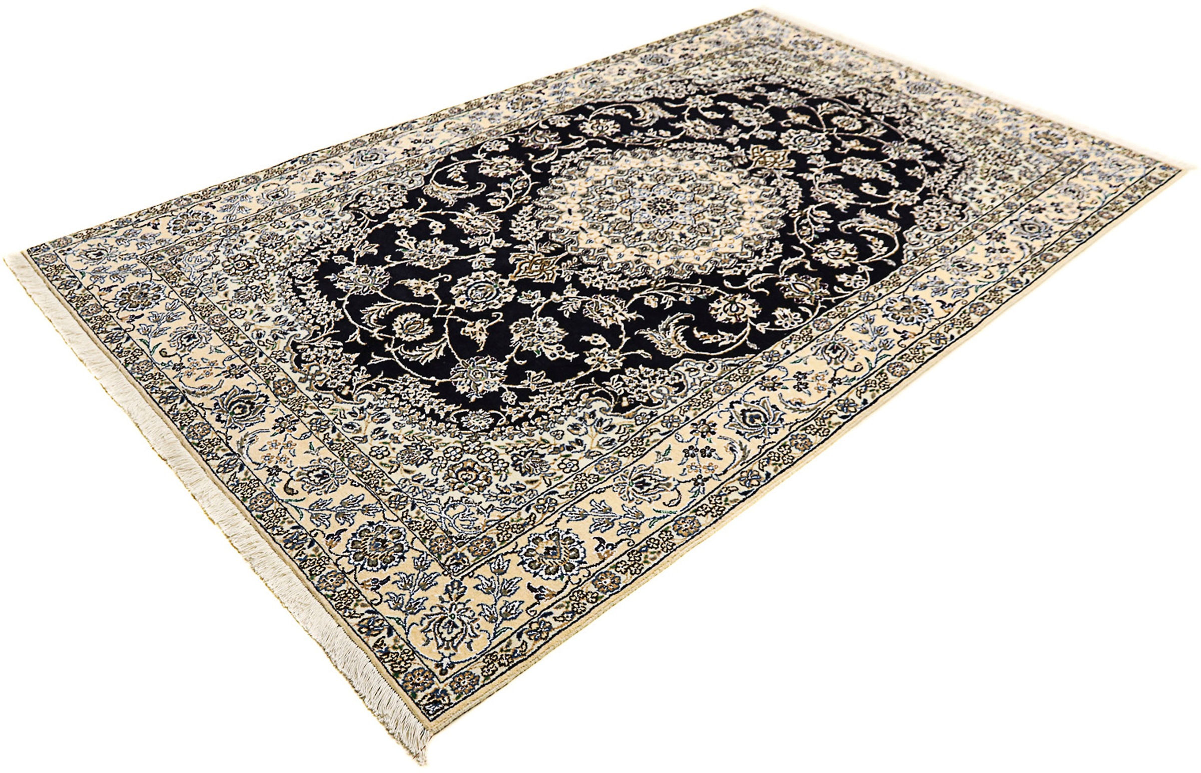 Image of morgenland Orientteppich »Perser - Nain - Royal - 255 x 154 cm - dunkelblau«, rechteckig, 10 mm Höhe, Wohnzimmer, Handgeknüpft, Einzelstück mit Zertifikat bei Ackermann Versand Schweiz