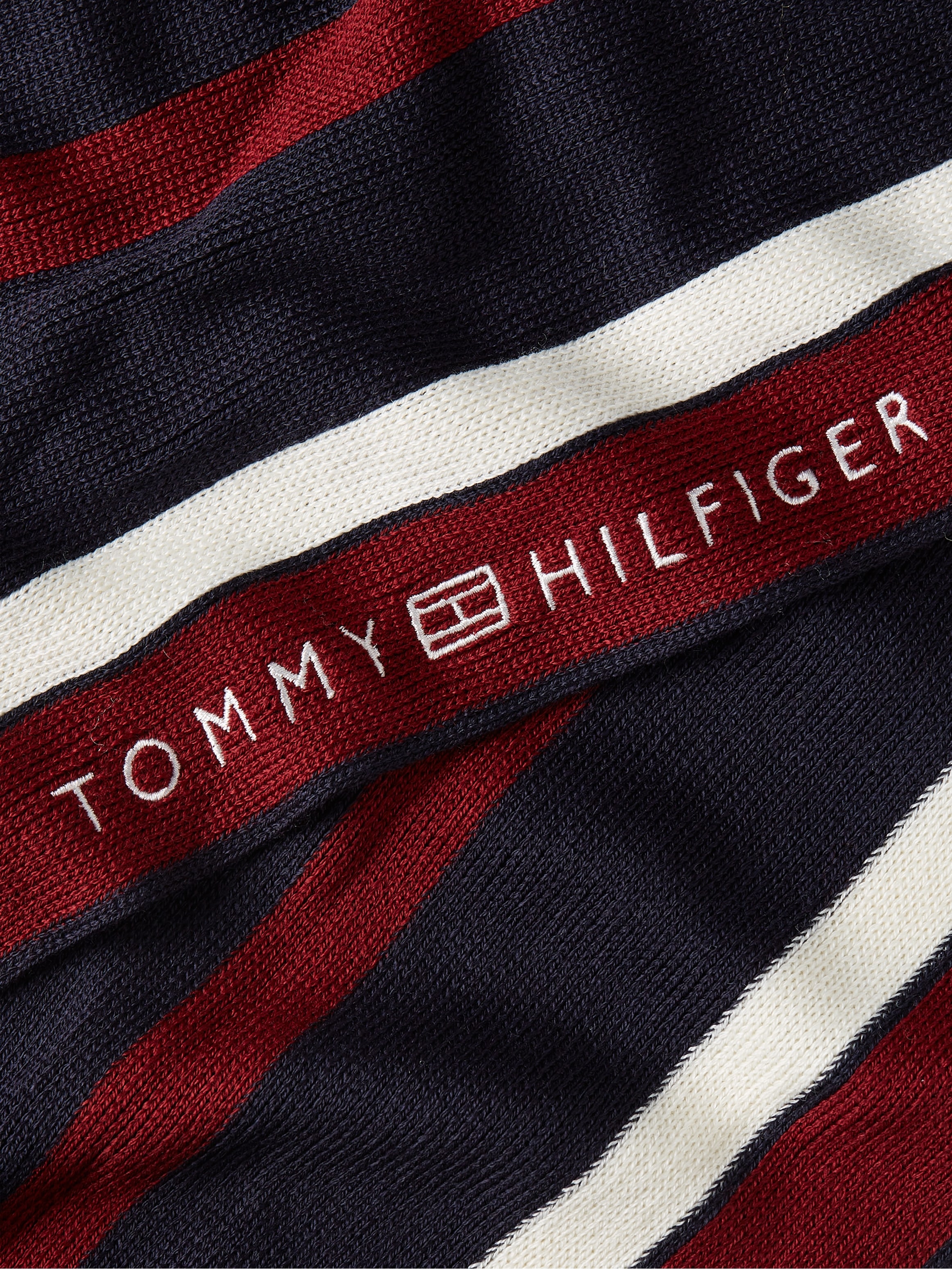 ♕ Tommy Hilfiger RASCHELLE Branding-Details SCARF«, auf versandkostenfrei mit Wollschal »CORPORATE Gestreifter Fransenschal