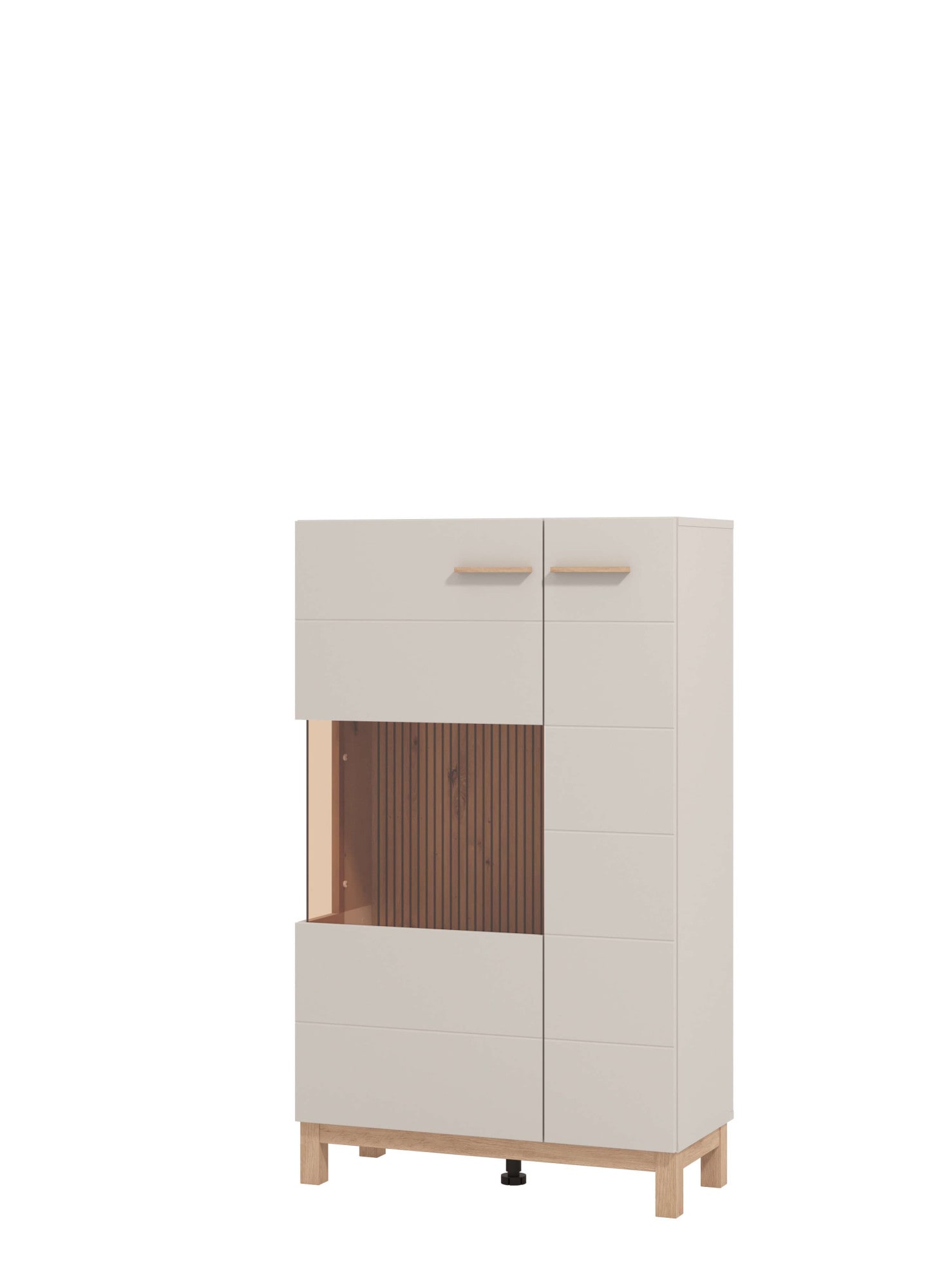 Home affaire Highboard »Essex, Hochkommode, Vitrine, Glasvitrine, Kombi-Highboard« Modernes Highboard in Kaschmir mit Glasfront & Lamellen-Optik