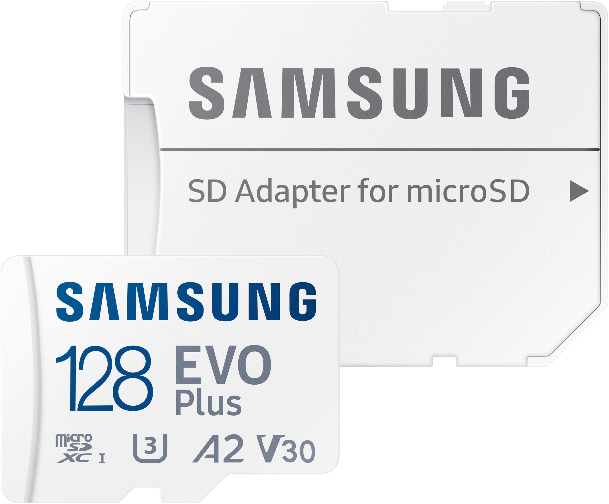 Image of Samsung Speicherkarte "EVO Plus (2024) inkl. SD-Adapter" (128 GB Video Speed Class 30 (V30)/UHS Speed Class 3 (U3) 160 MB/s Lesegeschwindigkeit)
