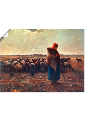 Wandbild »Schäferin mit ihrer Herde, 1863«, Berufe, (1 St.)