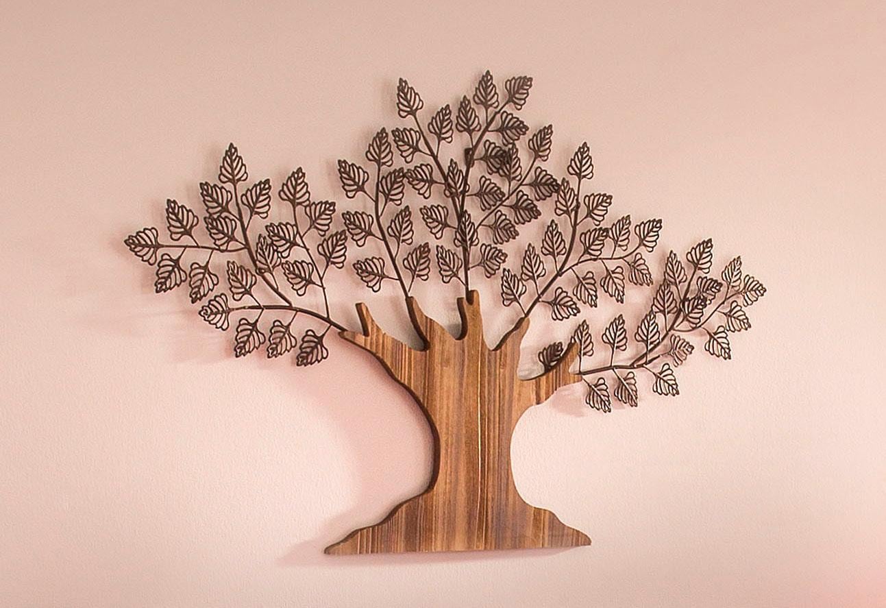 HOFMANN LIVING AND MORE Wanddekoobjekt »Baum«, Materialmix aus Metall und  Holz bequem kaufen