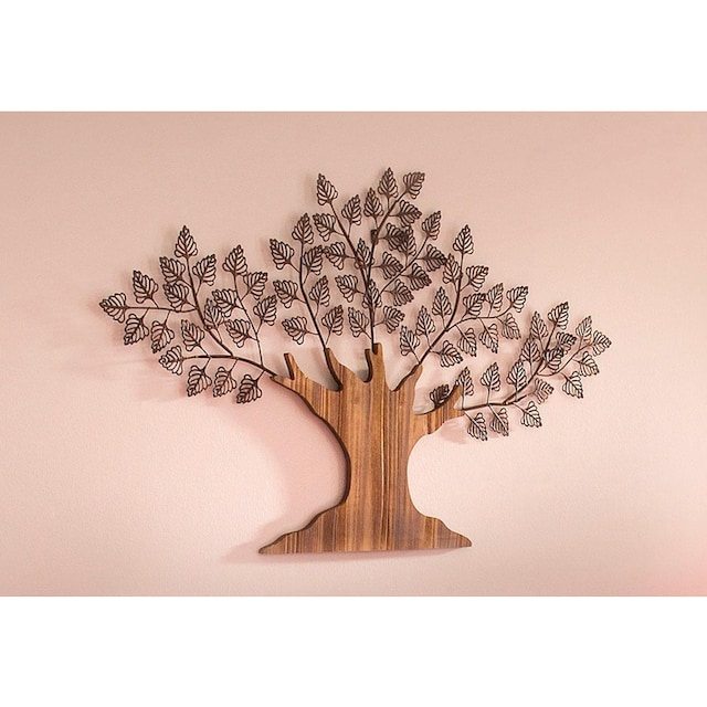 Offizieller Vertreter HOFMANN LIVING AND MORE aus kaufen Metall und Holz bequem Materialmix Wanddekoobjekt »Baum«