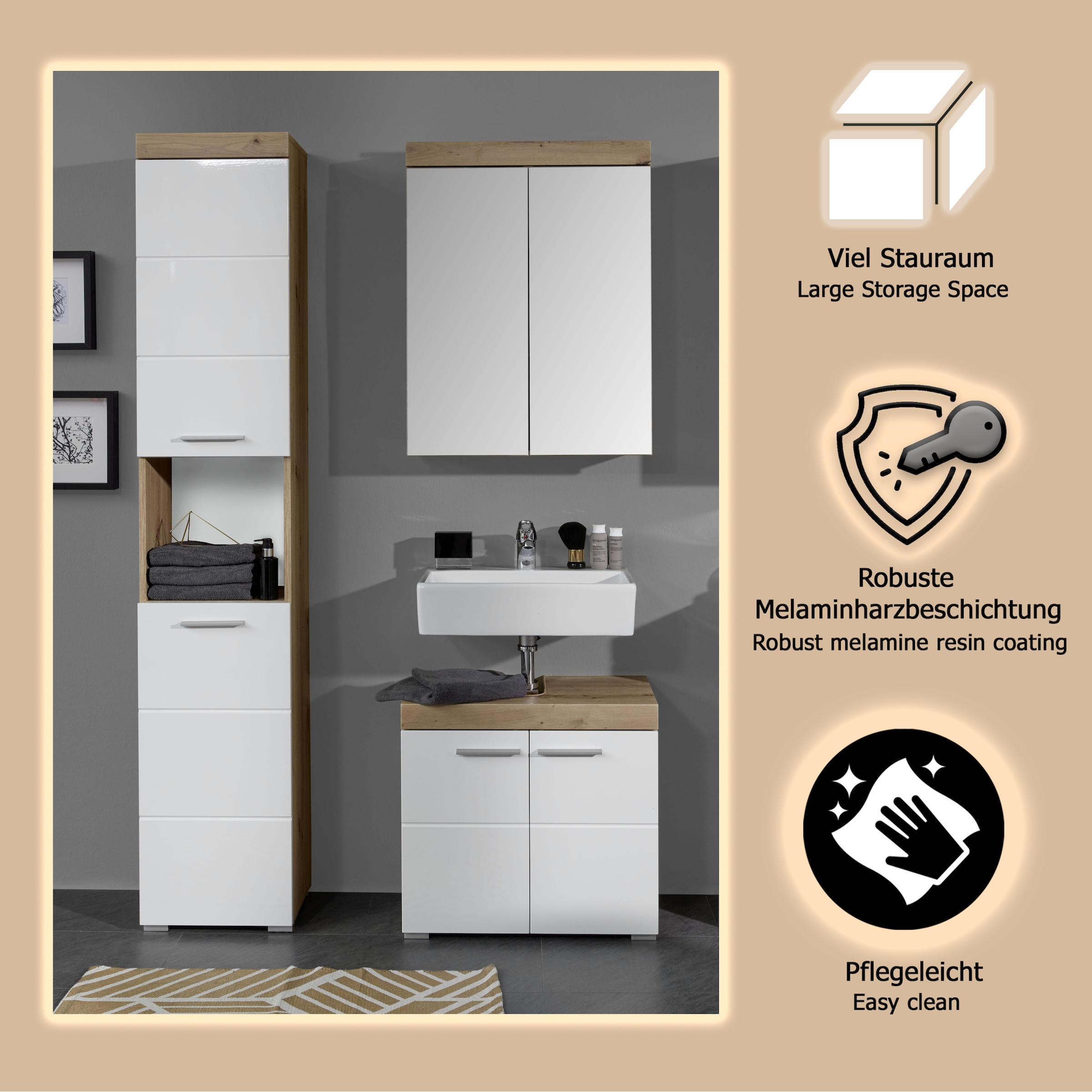 welltime Ensemble de meubles de salle de bain »Avena« Set, 3 cuis tlg.