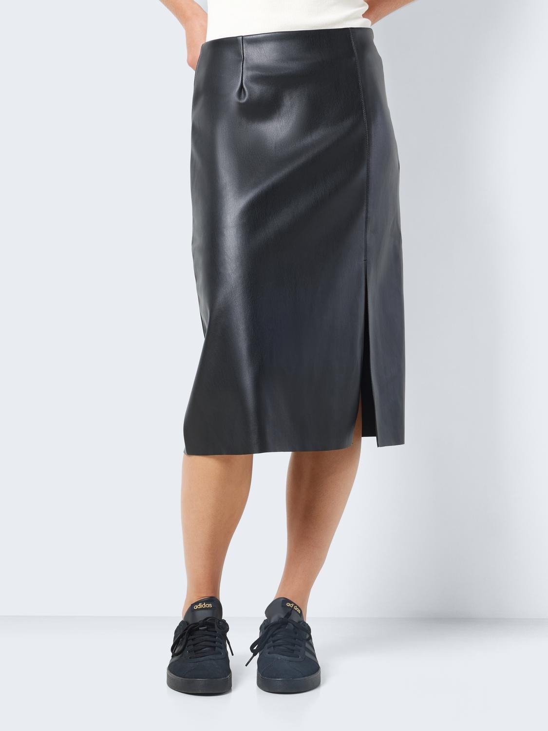 Noisy may Lederimitatrock »NMCLARA HW SLIT MIDI LENGTH SKIRT«