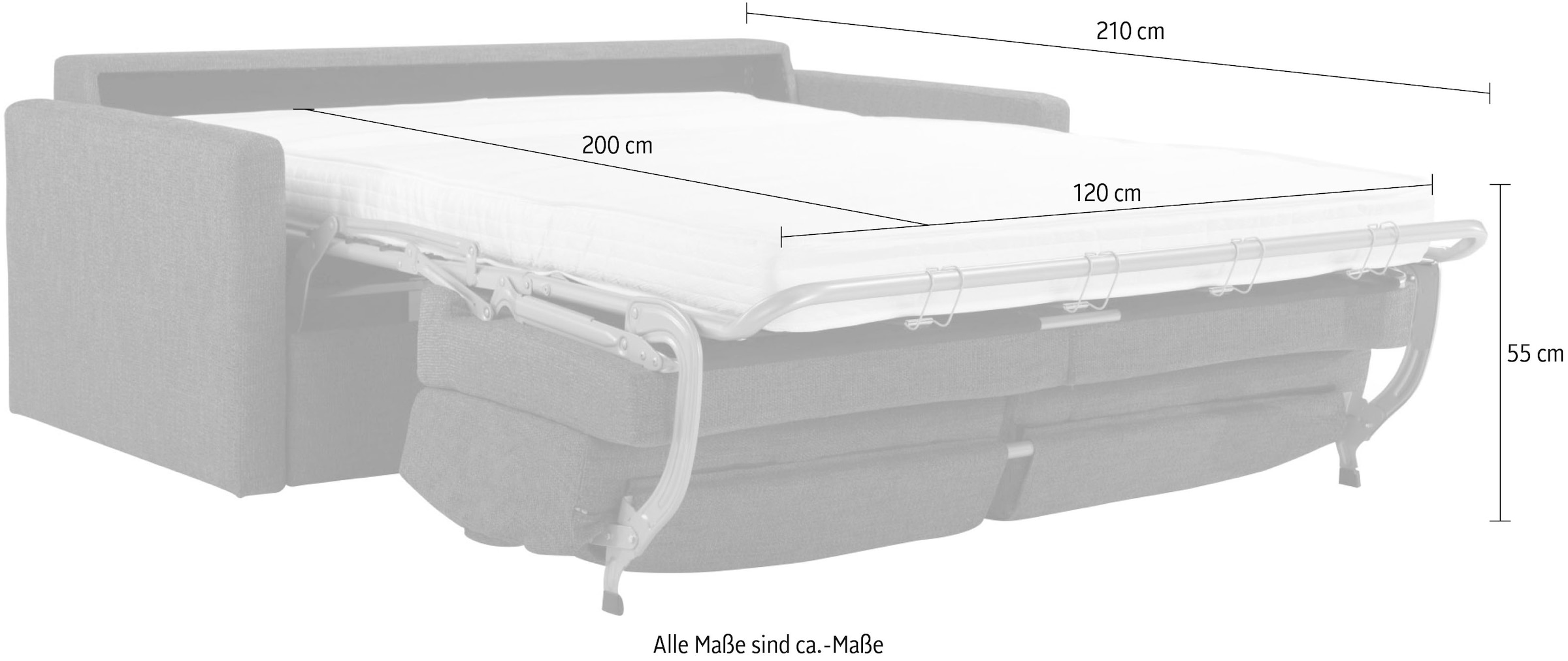Places of Style Schlafsofa »Goldfarbenpoint 162 cm, Dauerschläfer, Liegefläche 120/200cm,«, 2-Sitzer mit Dauerschläfer-Funktion, Bonell-Federkernmatratze