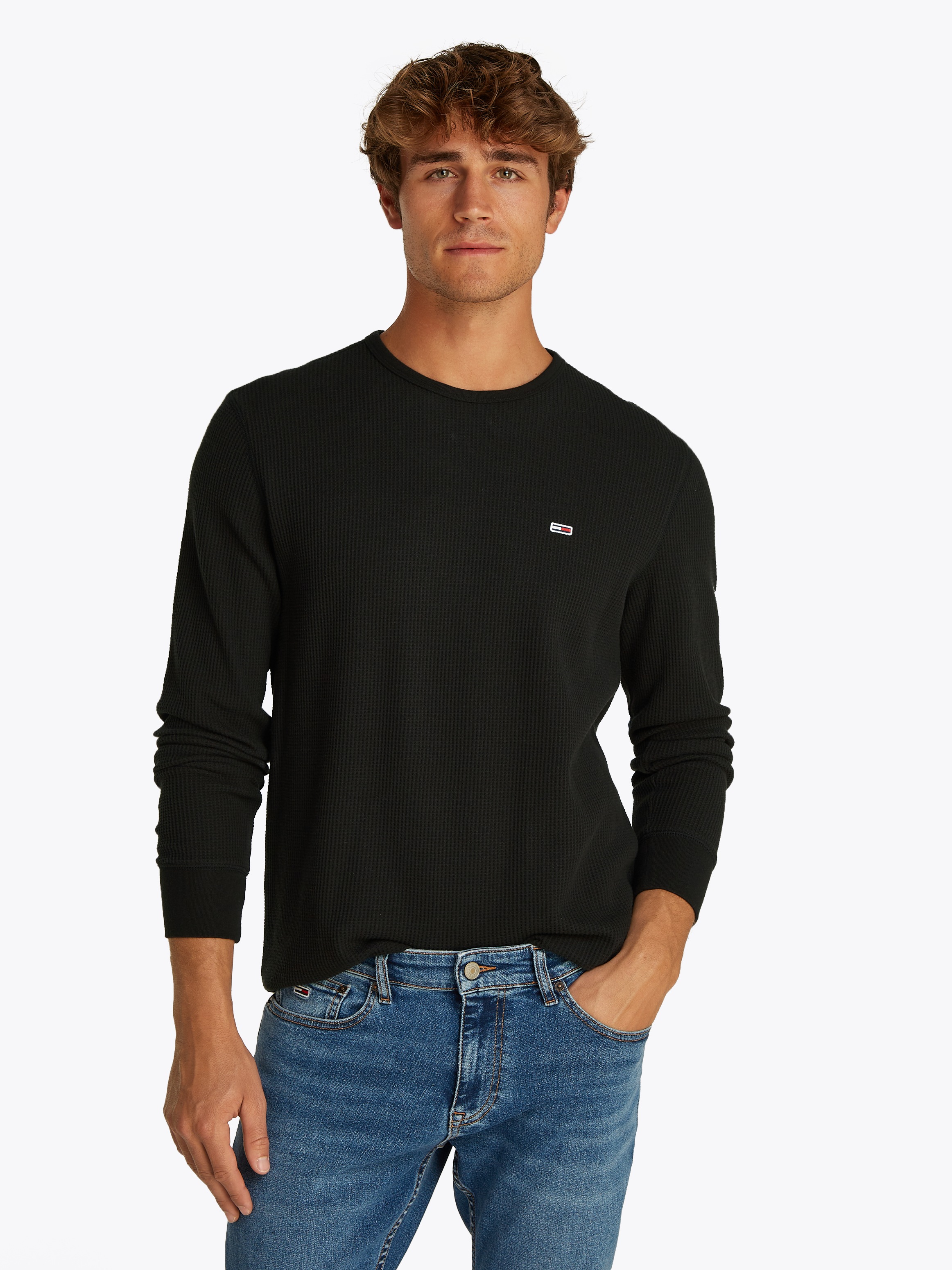 Tommy Jeans Langarmshirt »TJM SLIM WAFFLE L/S TEE EXT«, mit Waffelstruktur