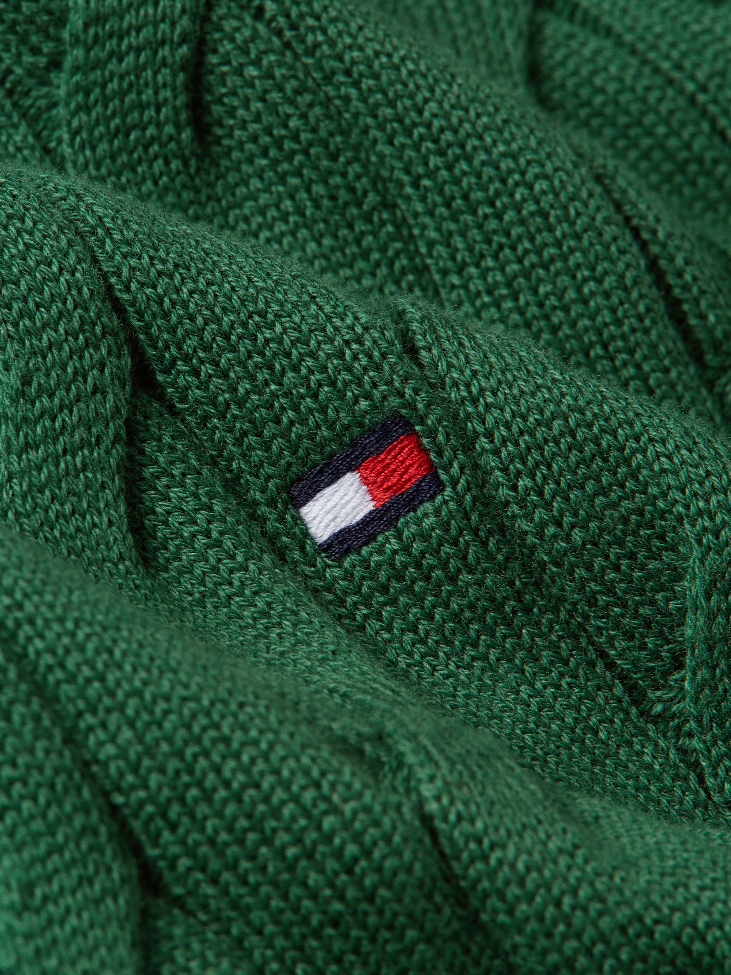 Tommy Hilfiger Strickpullover »CLASSIC CABLE CREW NECK mit Strukturstrick und Flaglabel«, unifarben, casual, regular fit, Baumwolle, Rundhals