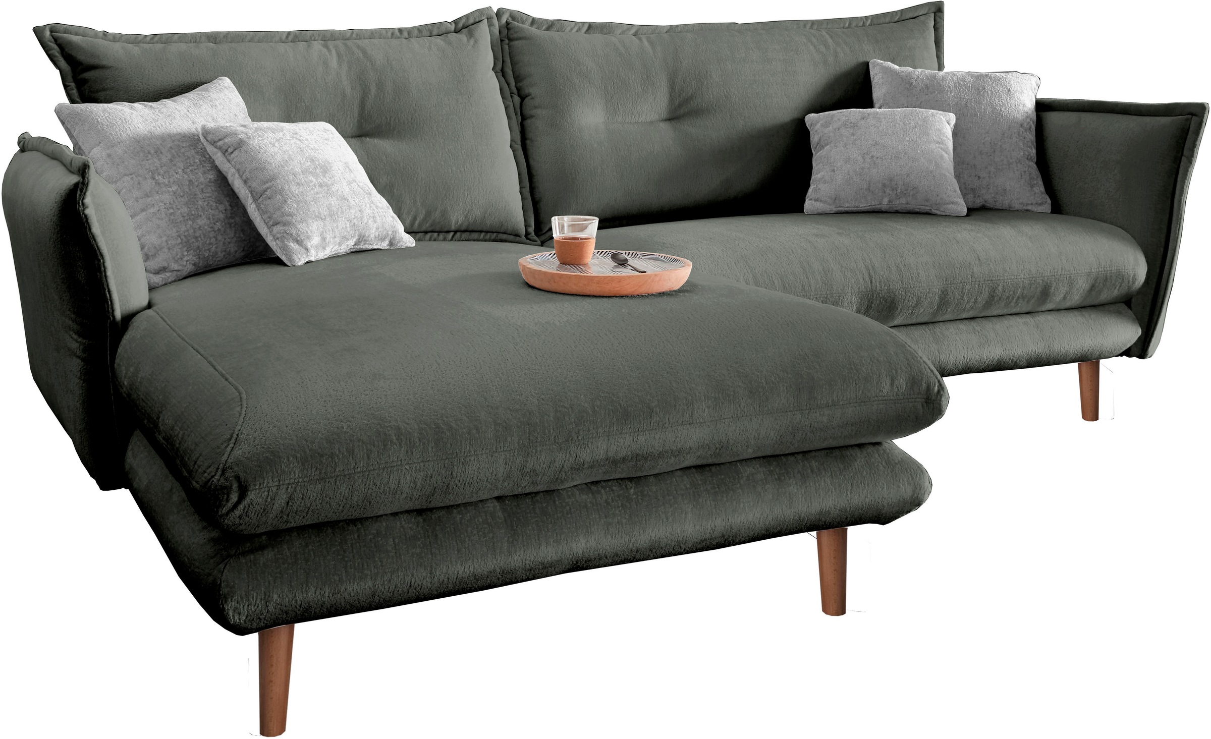 INOSIGN Ecksofa »Lazio modern und bequem, schmale Armlehnen, tolle Detailverarbeitung«, zwei verschiedene Fussfarben wählbar