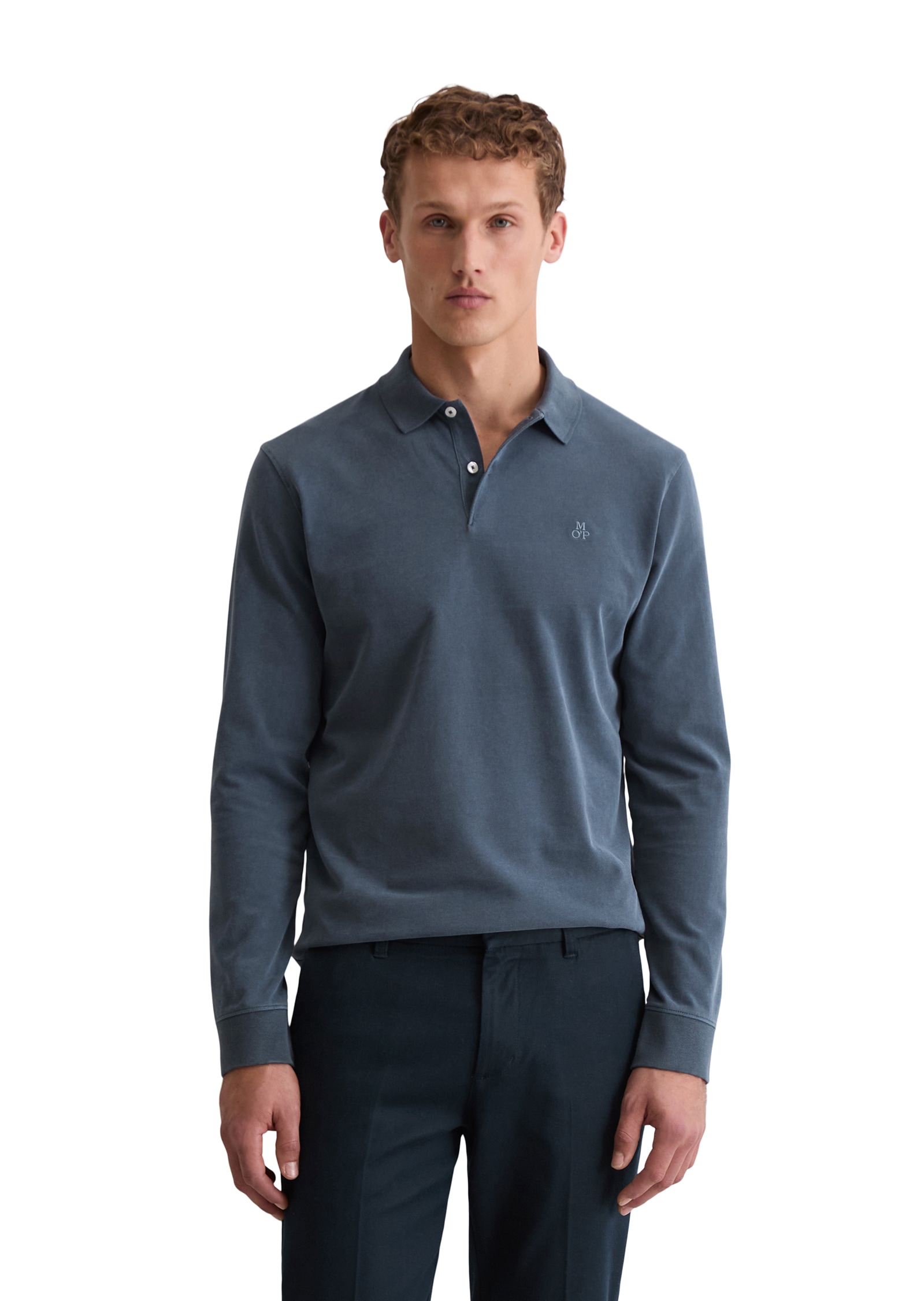 Image of Marc OPolo Langarm-Poloshirt im Washed-Look