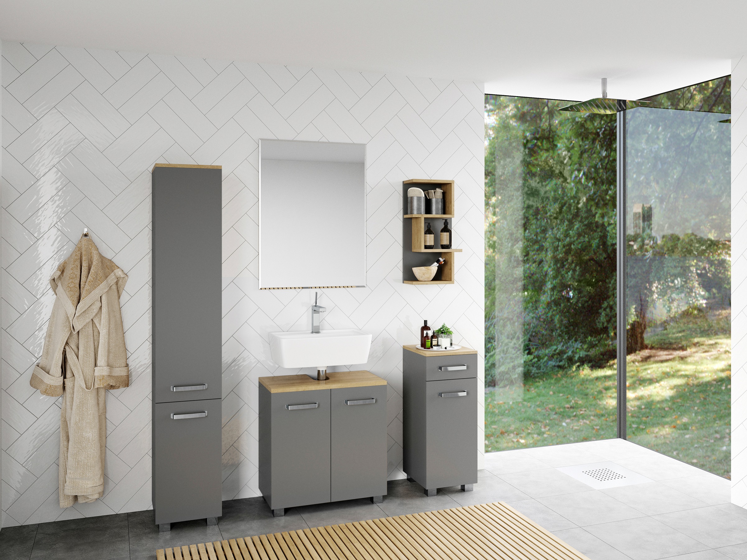welltime Midischrank »Cosmo«, BxTxH: ca. 30x32,5x76,5 cm, 2 Fächer, Türanschlag wechselbar