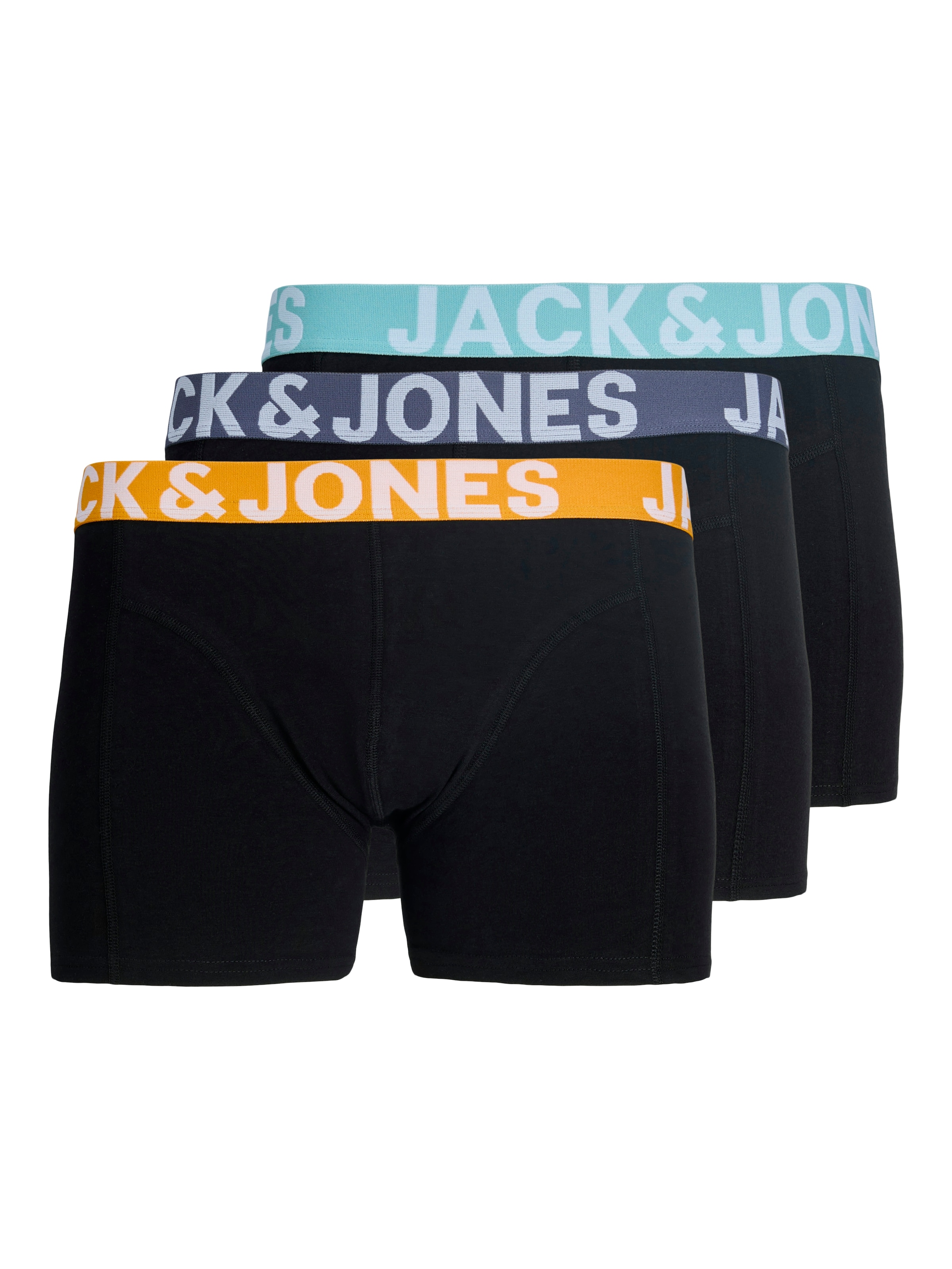 Jack & Jones Tronc »JACCONOR SOLID TRUNKS 3 PACK NOOS« Paquet, 3 cuis mélange de coton, ceinture élastique