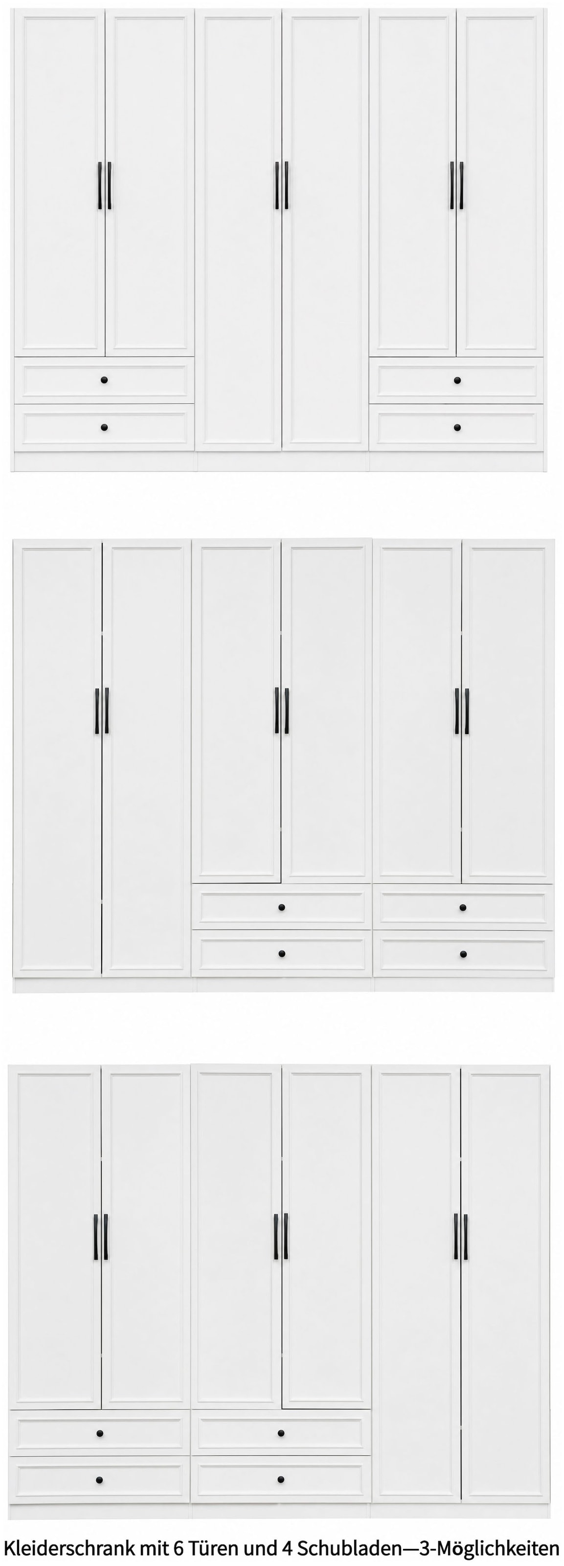 GOODproduct Armoires à vêtements »Arrian 240 cm Weiss | 6-türiger Drehtürenschrank im Landhausstil« ESPACE DE RANGEMENT XXL POUR VOTRE MAISON