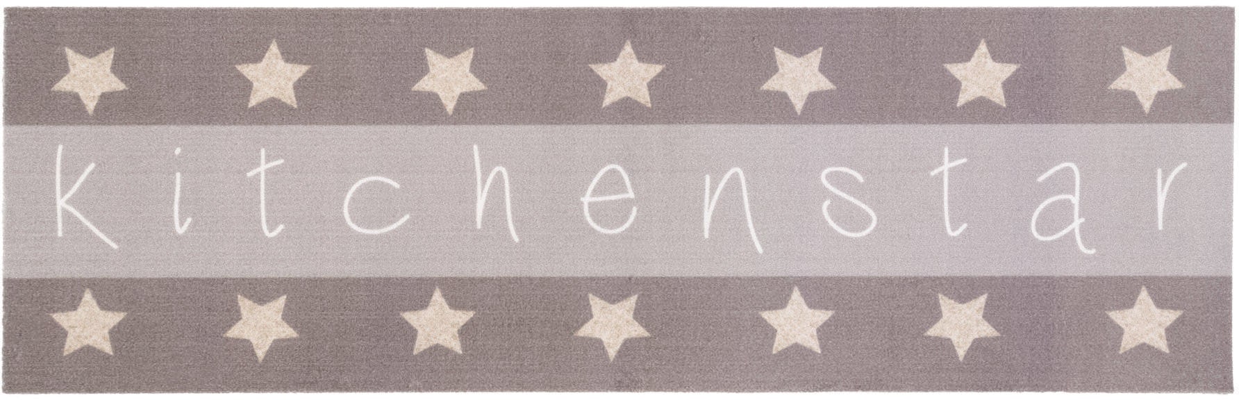 Image of Primaflor-Ideen in Textil Küchenläufer "KITCHEN STAR, Made in Belgium" rechteckig 5 mm Höhe mit Schriftzug & Motiv Sterne, rutschhemmend, waschbar, Küche