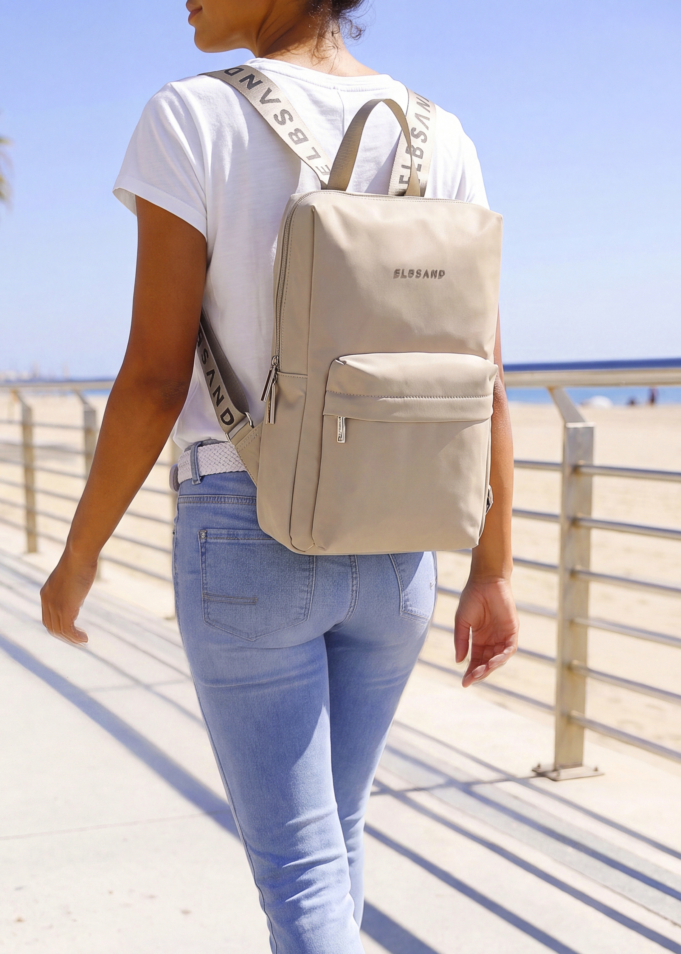 Elbsand Rucksack »City-Rucksack, Tasche, Freizeitrucksack« NEU mit bedruckten Schulterriemen VEGAN