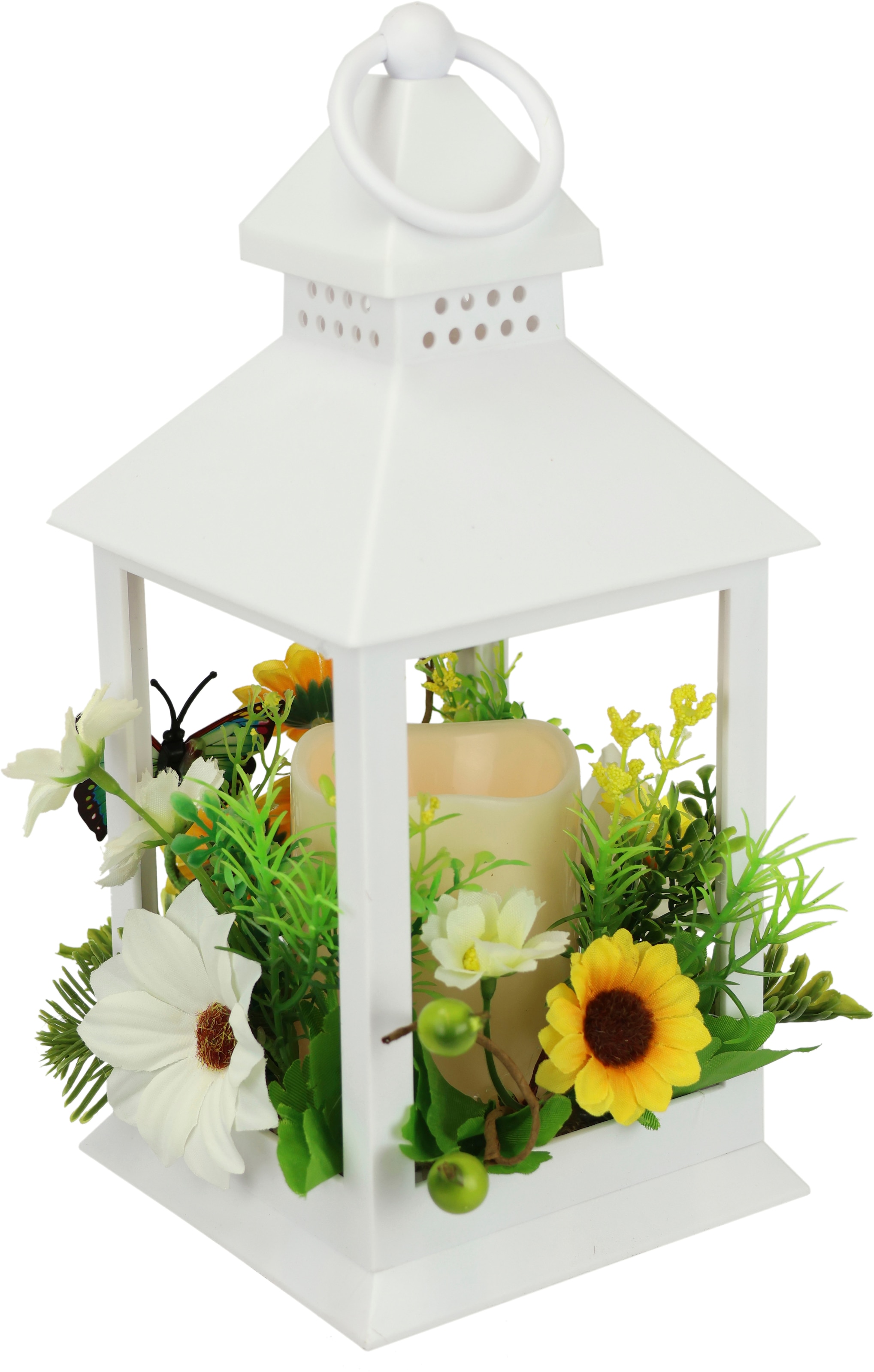 I.GE.A. Windlicht »Laterne mit Sonnenblume Schmetterling Kerze« Kerzenleuchter Kerzenhalter Kerzenlaterne Windlicht Deko