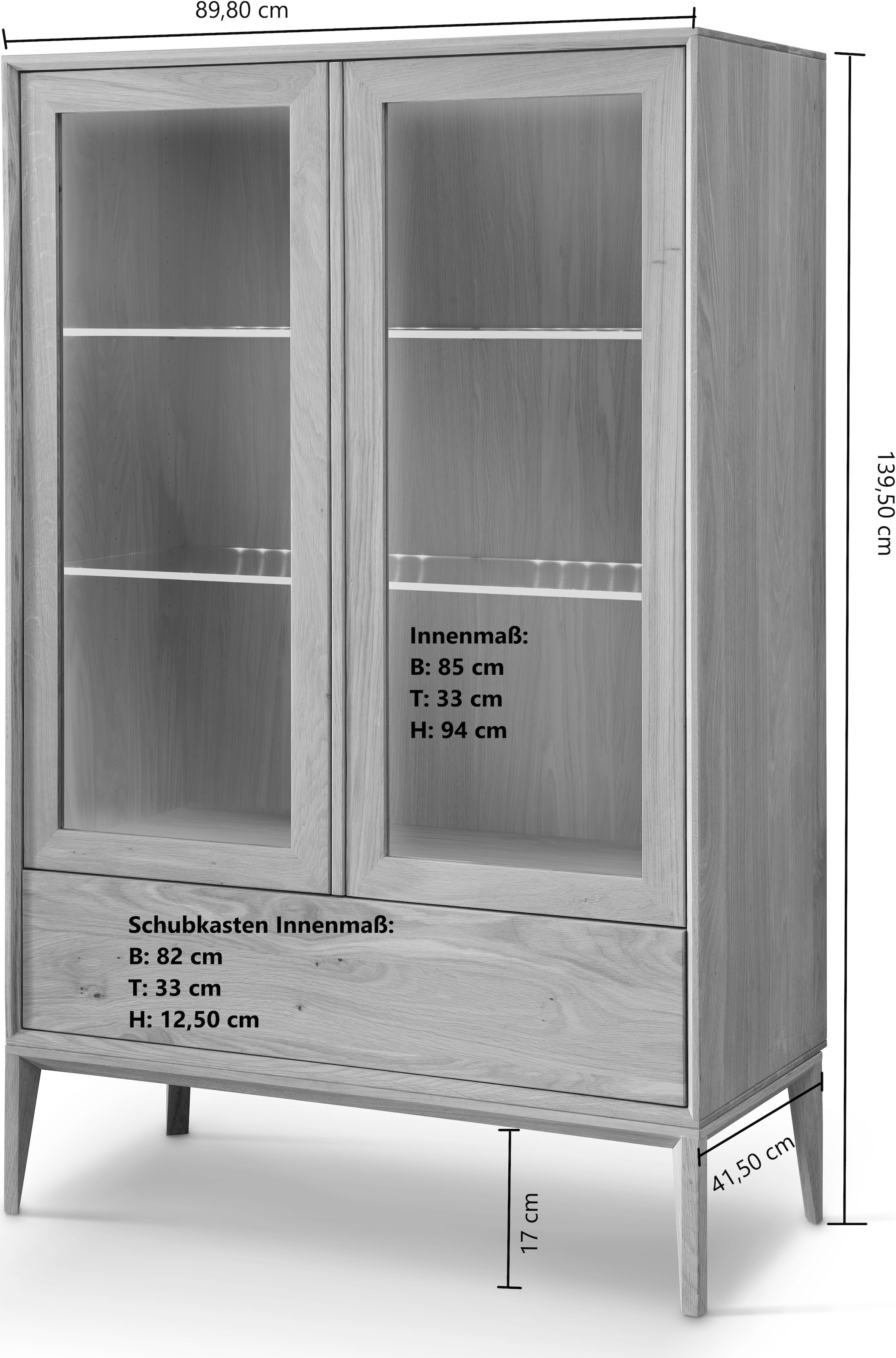 Home affaire Vitrine »Koda« inklusive Beleuchtung, verstellbare Glasböden