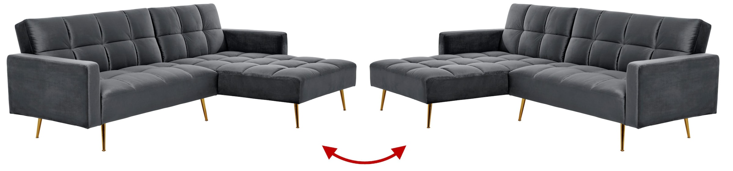 Jahnke Canapé d'angle »CHILLAX POSH CORNER« avec fonction couchage, montage réversible, 244 x 150 cm