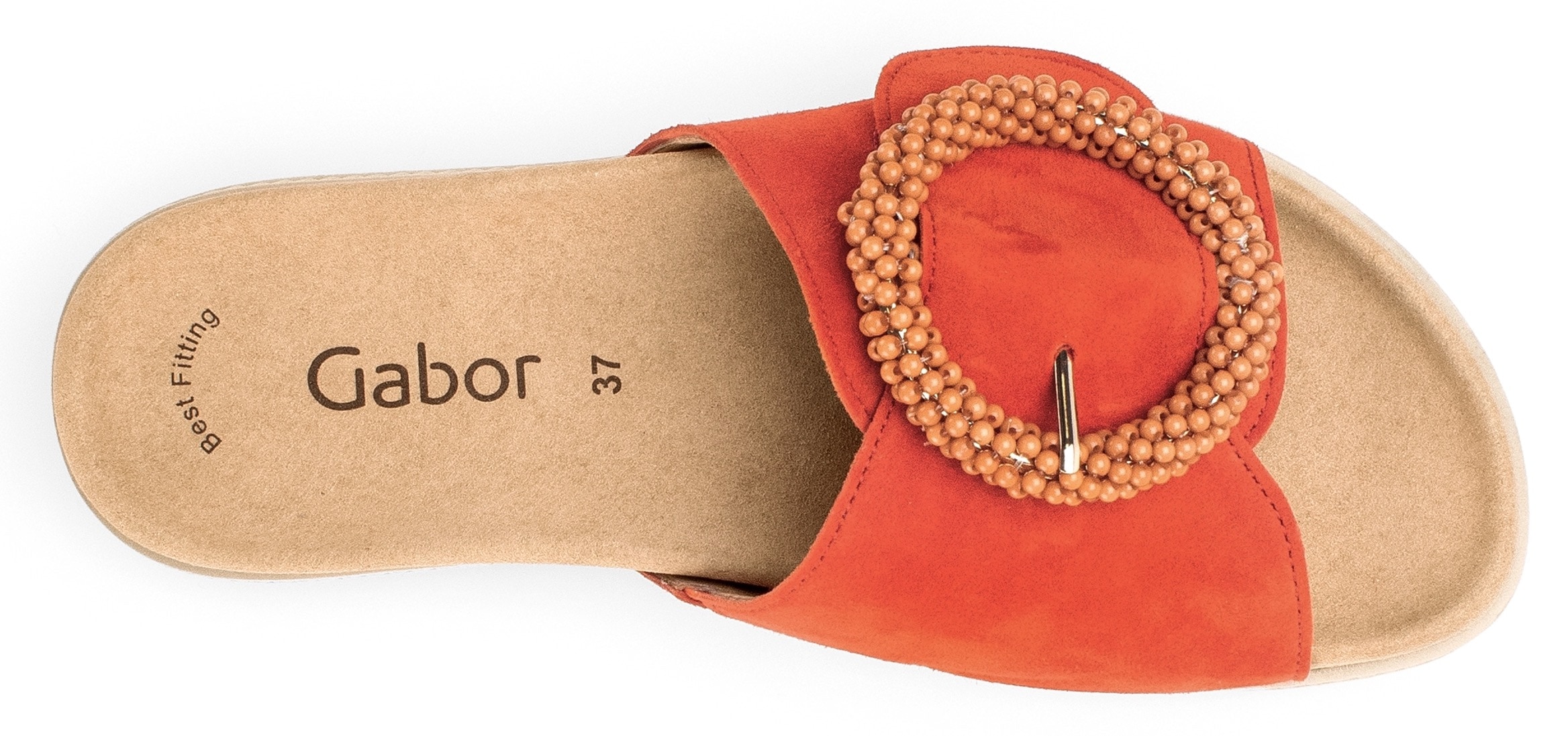 Gabor Pantolette  , Plateau, Sommerschuh, Schlappen mit Zierperlen an der Zierschnalle