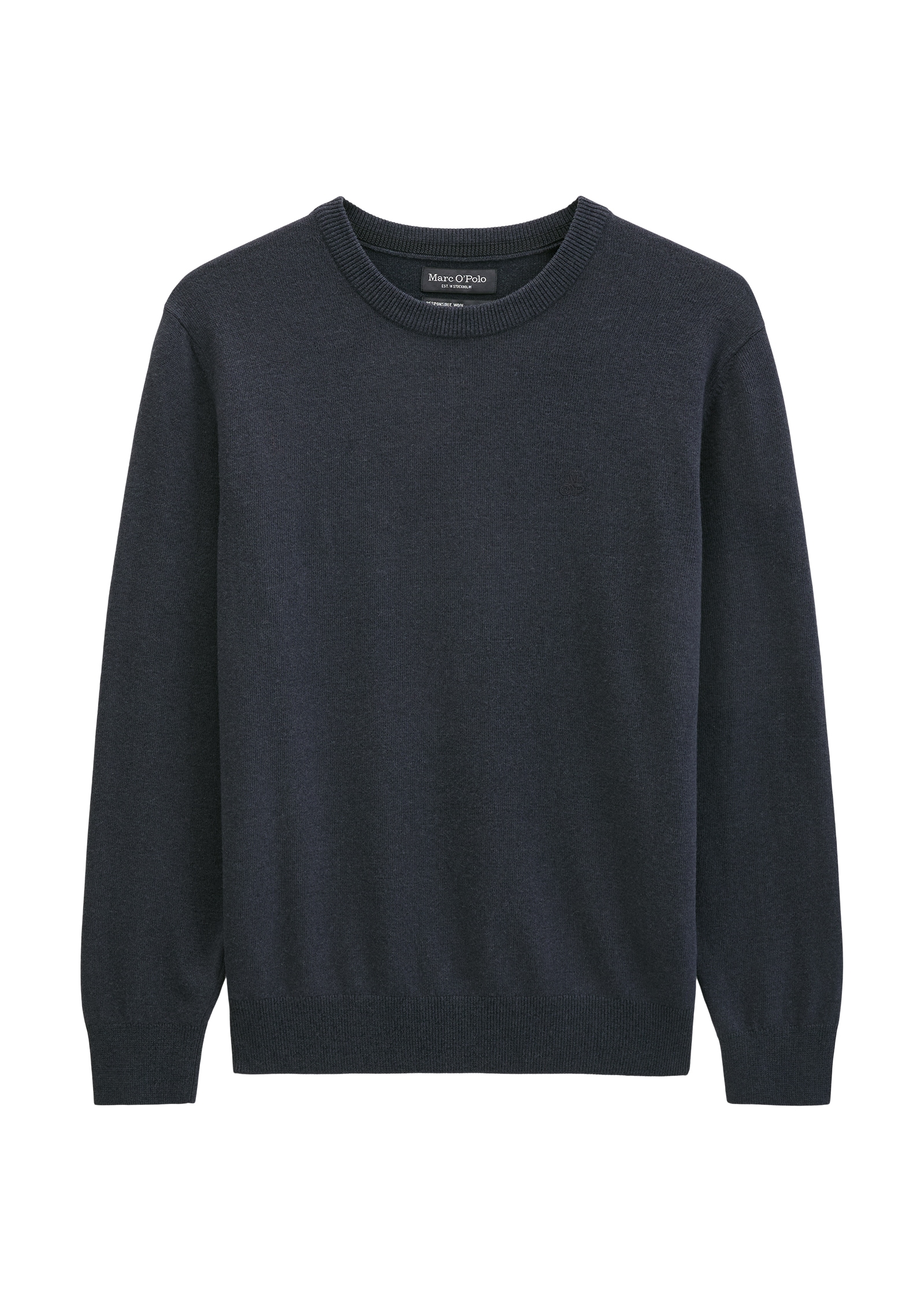 Marc O'Polo Pull à col rond regular en mélange doux de coton bio et laine vierge