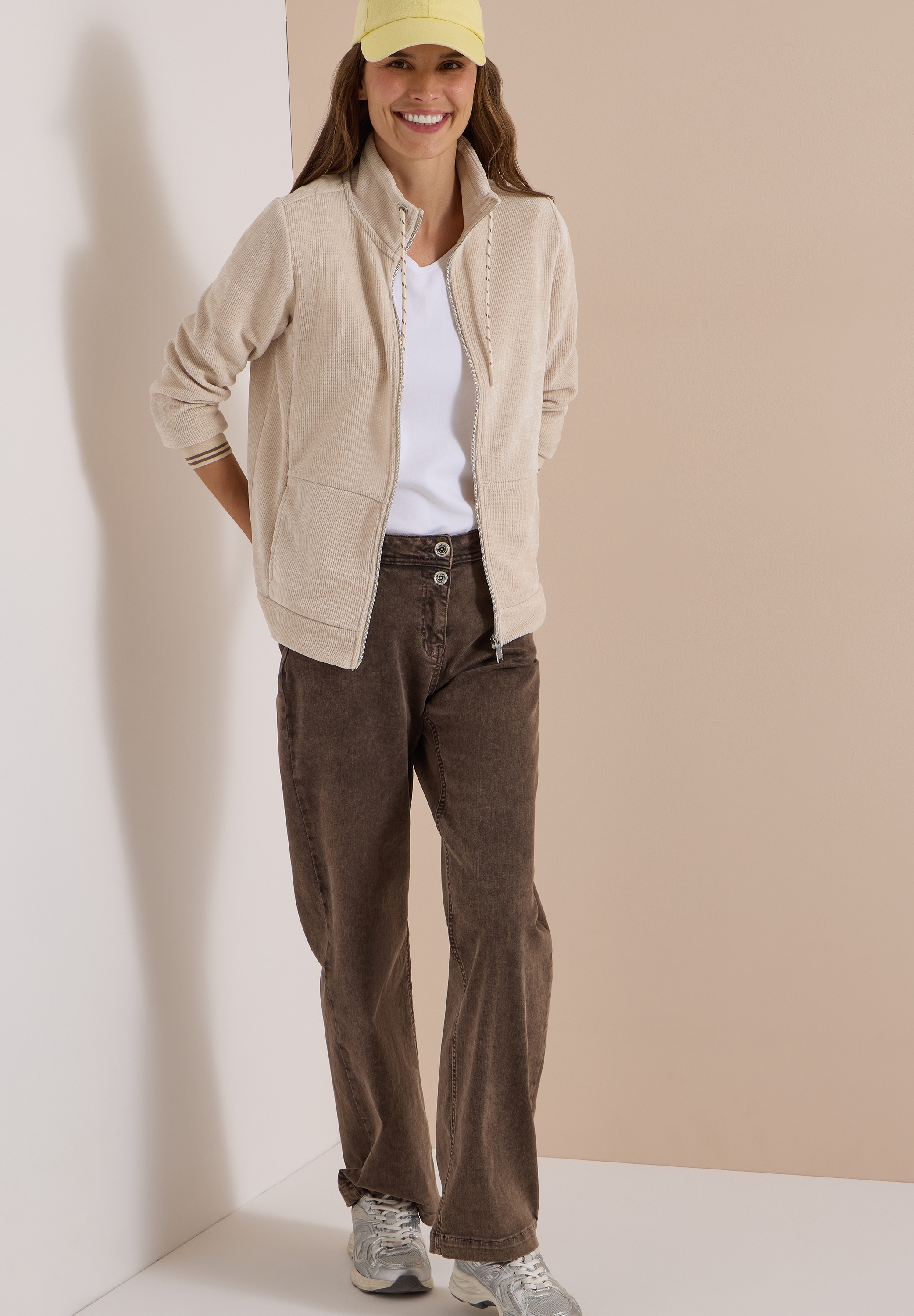 Cecil Sweatjacke Leichte Cordjacke mit Stehkragen