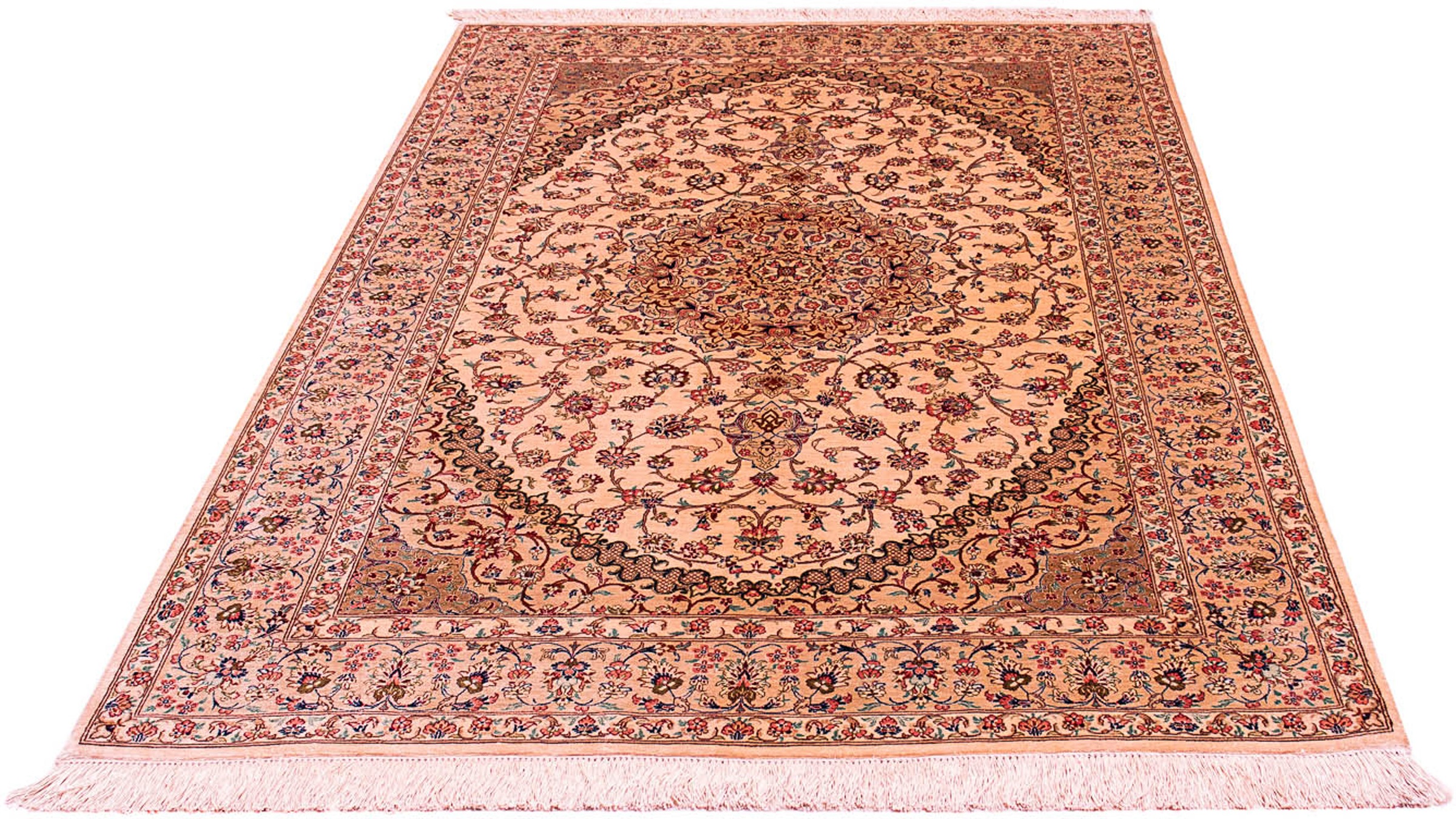 Image of morgenland Orientteppich »Perser - Ghom - 195 x 131 cm - beige«, rechteckig, 10 mm Höhe, Wohnzimmer, Handgeknüpft, Einzelstück mit Zertifikat bei Ackermann Versand Schweiz