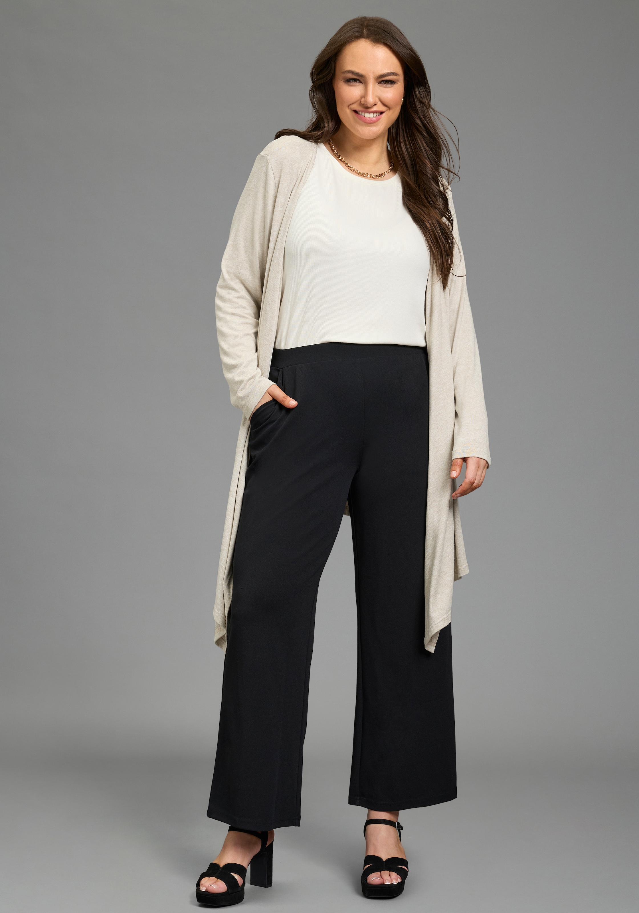 Laura Scott CURVE Pantalon à enfiler  unifarbenes Design, für Business- und Casualmode