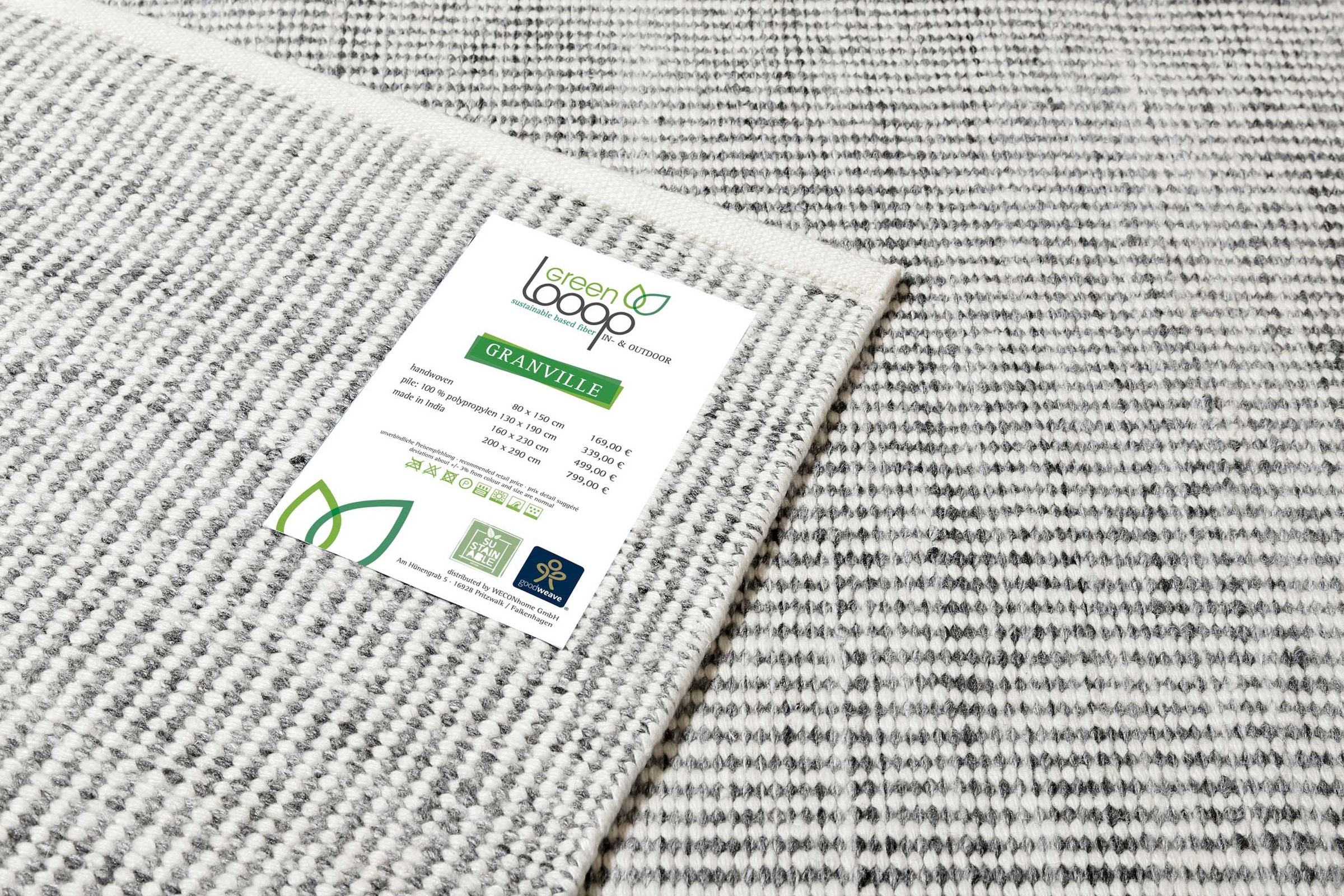 Green Looop Teppich »Granville« rechteckig 6 mm Höhe Kurzflorteppich, handgewebt, modern, Wohnzimmer, einfarbig, zeitlos