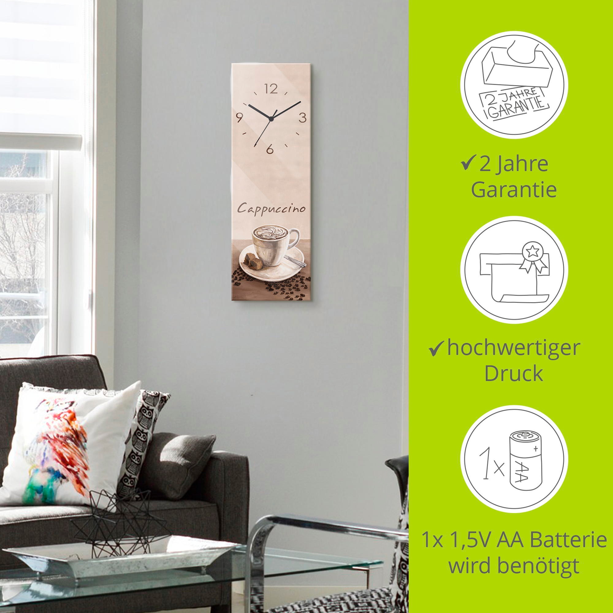 Artland Horloge murale »Cappuccino - Kaffee« wahlweise mit Quarz- oder Funkuhrwerk, lautlos ohne Tickgeräusche