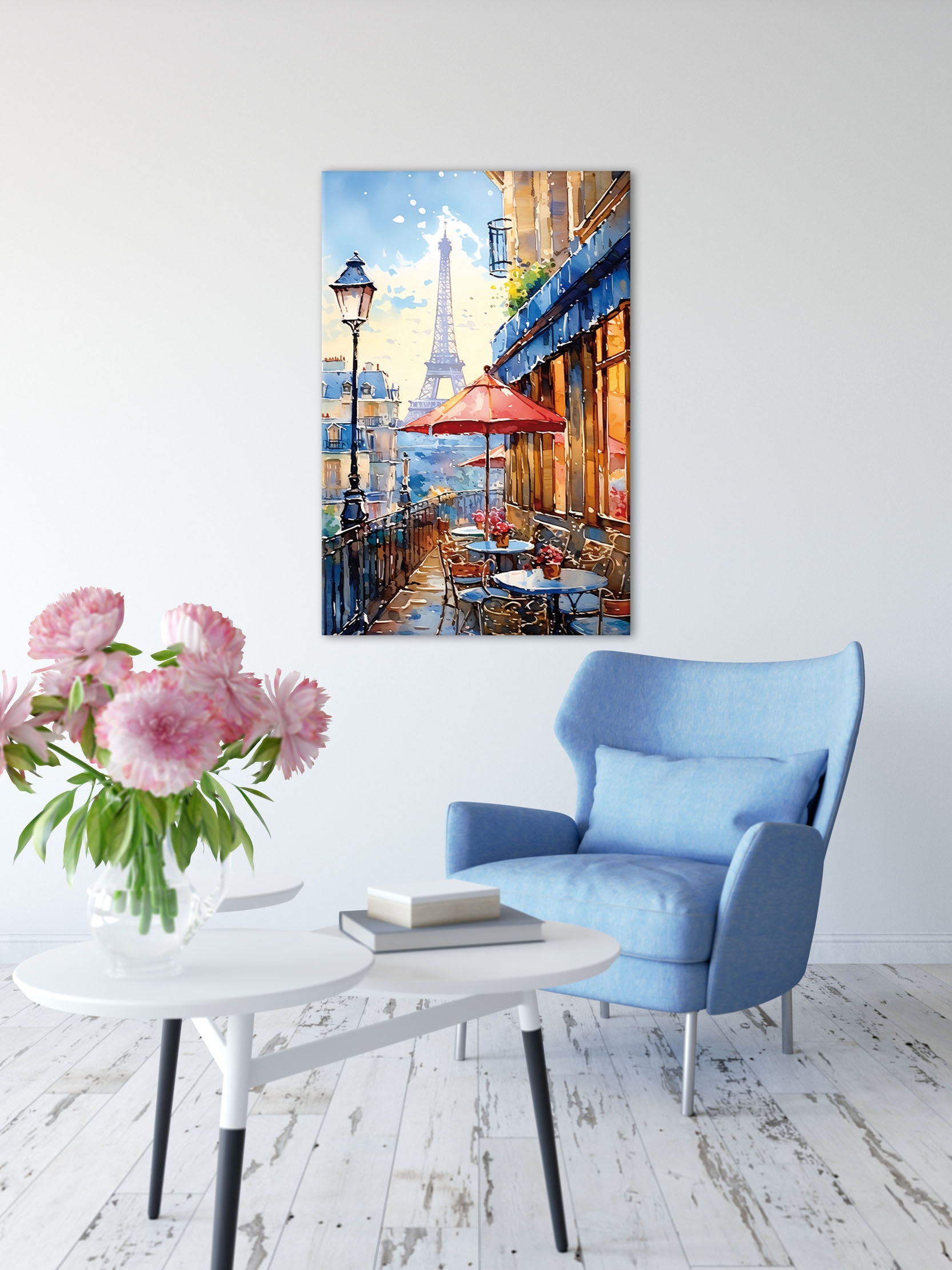 Bönninghoff Tableau sur toile »Wandbild CAFE IN PARIS 60x90 cm – Leinwandbild Keilrahmen Deko modern« Bâtiments | Café | France | Paris | Restaurants et cafés | Ville | Villes 1 cuis tlg. tendu sur châssis