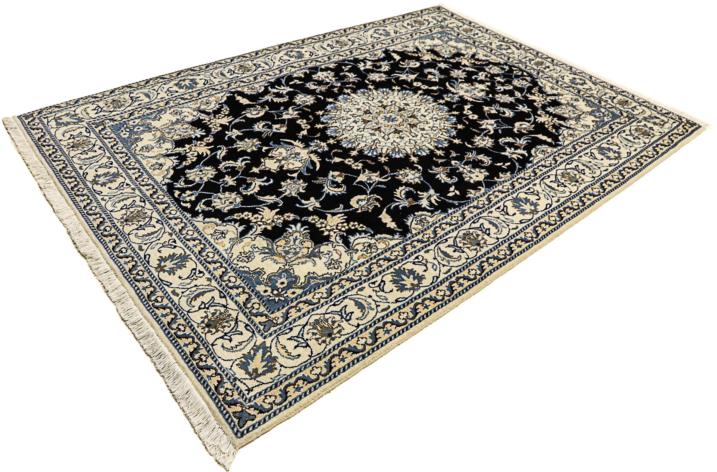 Image of morgenland Orientteppich »Perser - Nain - 240 x 170 cm - dunkelblau«, rechteckig, 12 mm Höhe, Wohnzimmer, Handgeknüpft, Einzelstück mit Zertifikat bei Ackermann Versand Schweiz