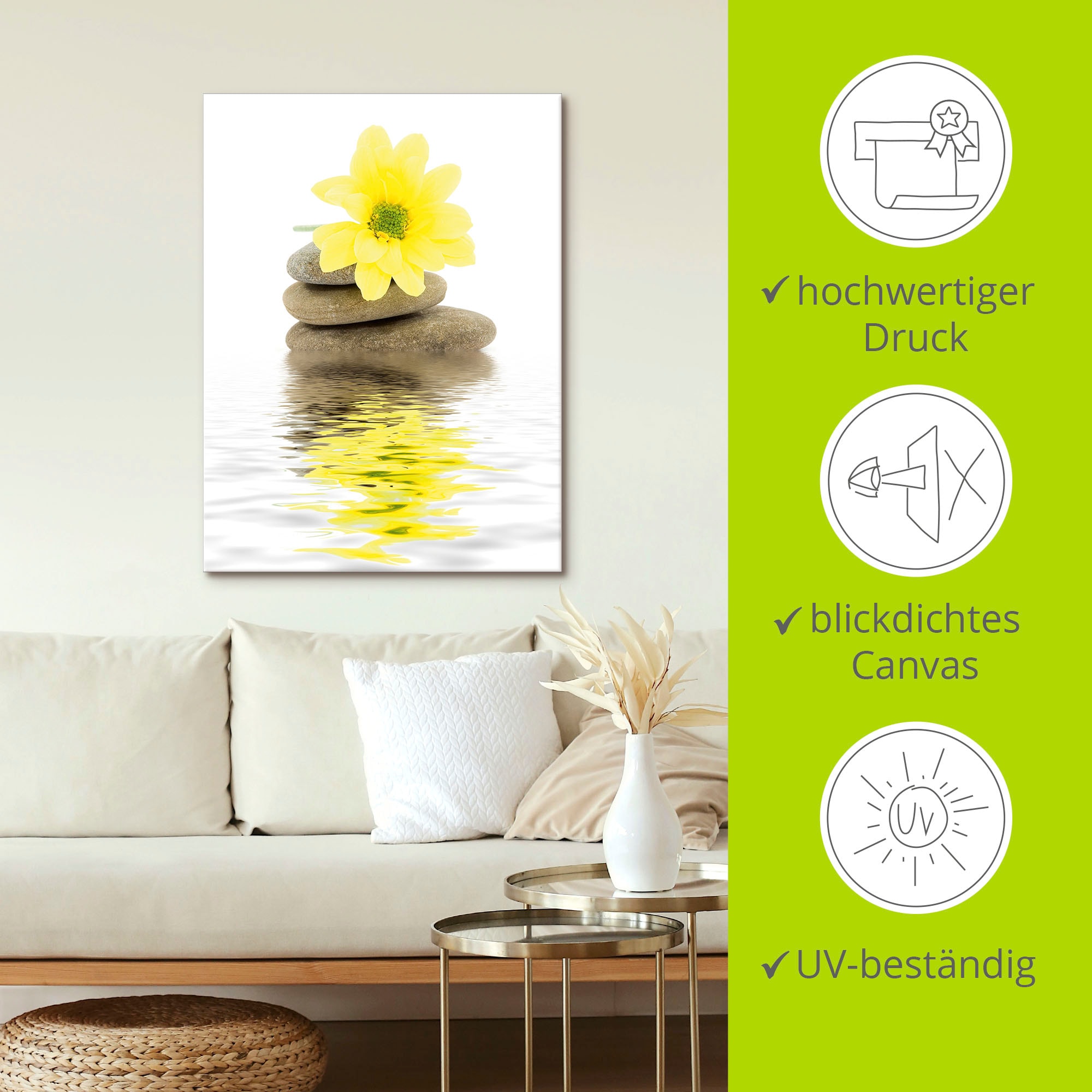 Artland Wandbild »Zen Spa Steine mit Blumen II« Zen 1 Stk. tlg. als Leinwandbild, Poster in verschied. Grössen