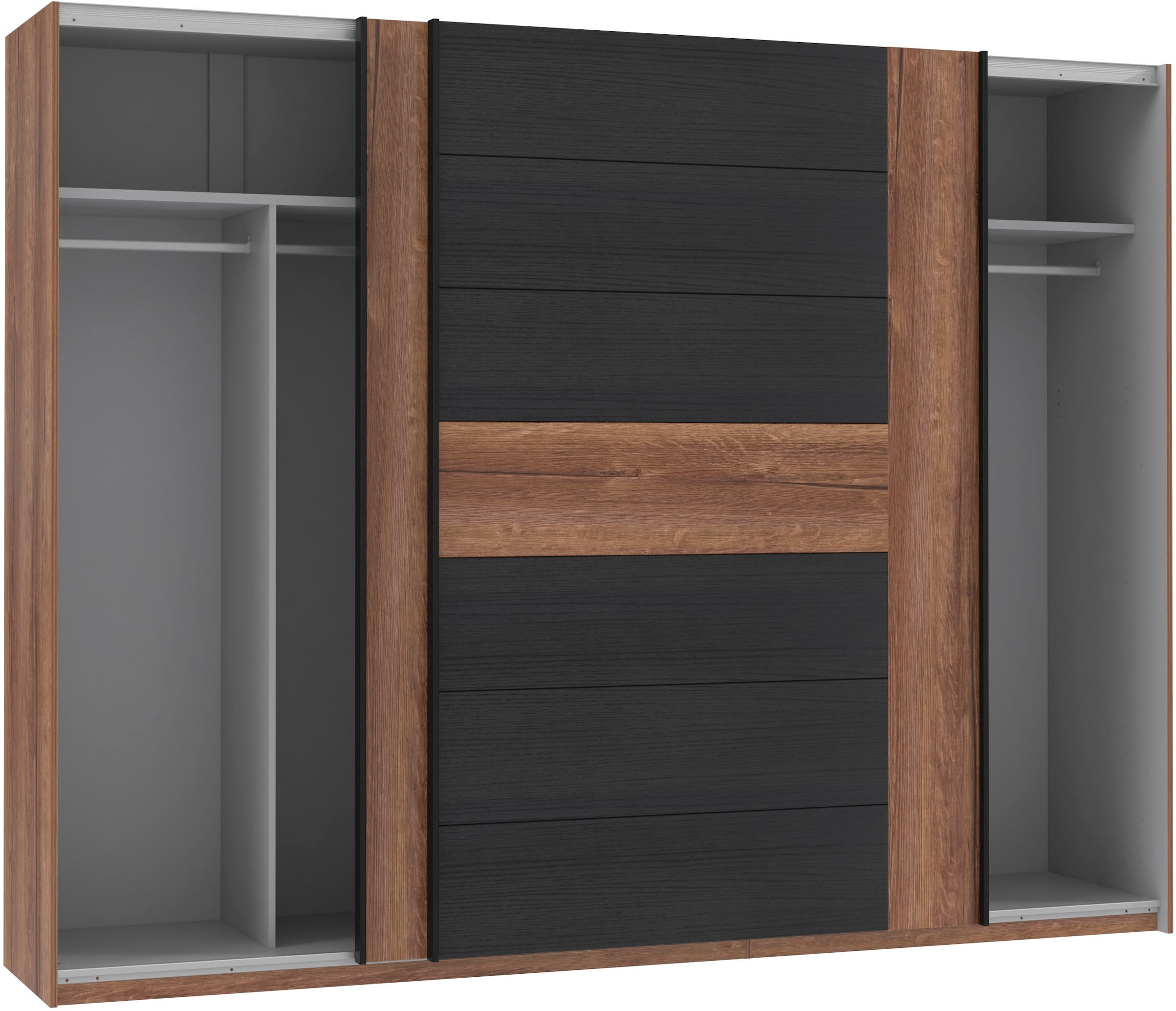 FORTE Schwebetürenschrank »Bellevue, viel Stauraum« mit schwarzen Metallgriffleisten, ca. 270x210cm,