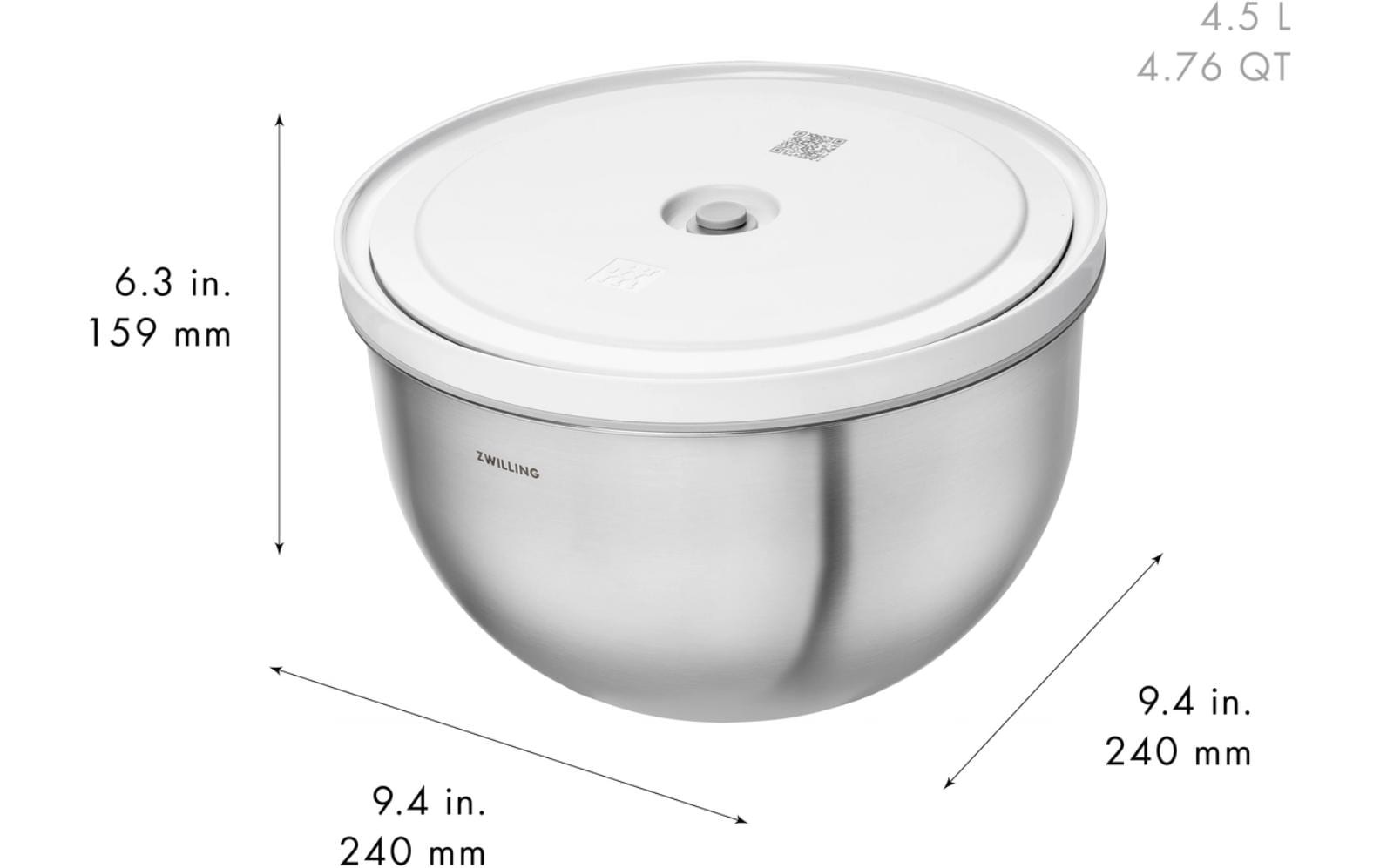 Zwilling Schüssel »Fresh & Save BOWLS« 2 aus Edelstahl Vakuumschüssel L / 24 cm, Edelstahl