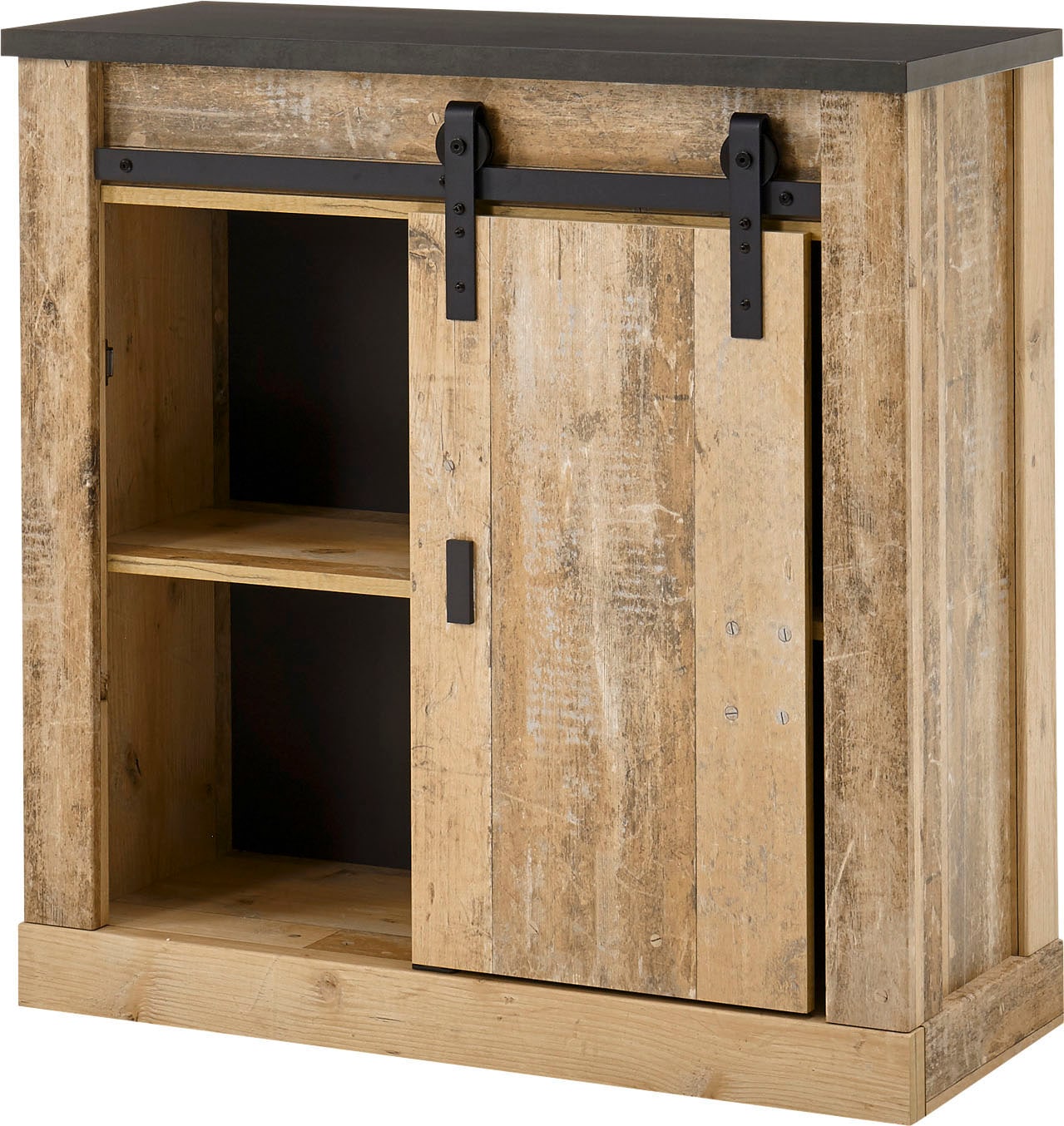 Home affaire Schrank-Set »SHERWOOD«, (2 St.), Büromöbel Set mit Scheunentorbeschlag aus Metall, Breite ca. 220 cm