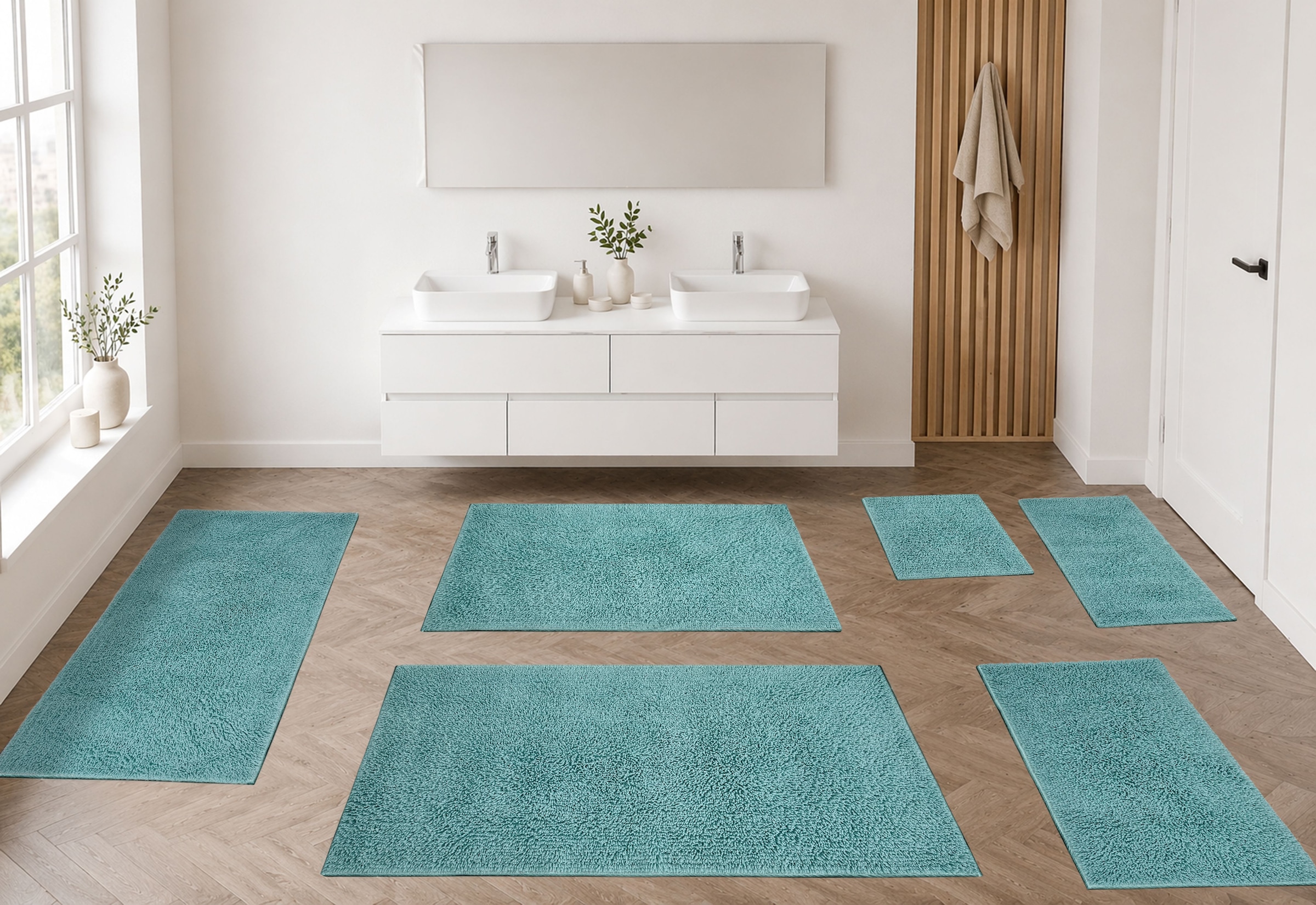 GOODproduct Badematte »Xennia, Badvorleger, Badezimmer Teppich, Duschvorleger,« Höhe 28 mm rutschhemmend beschichtet schnell trocknend Badteppich, Uni Farben
