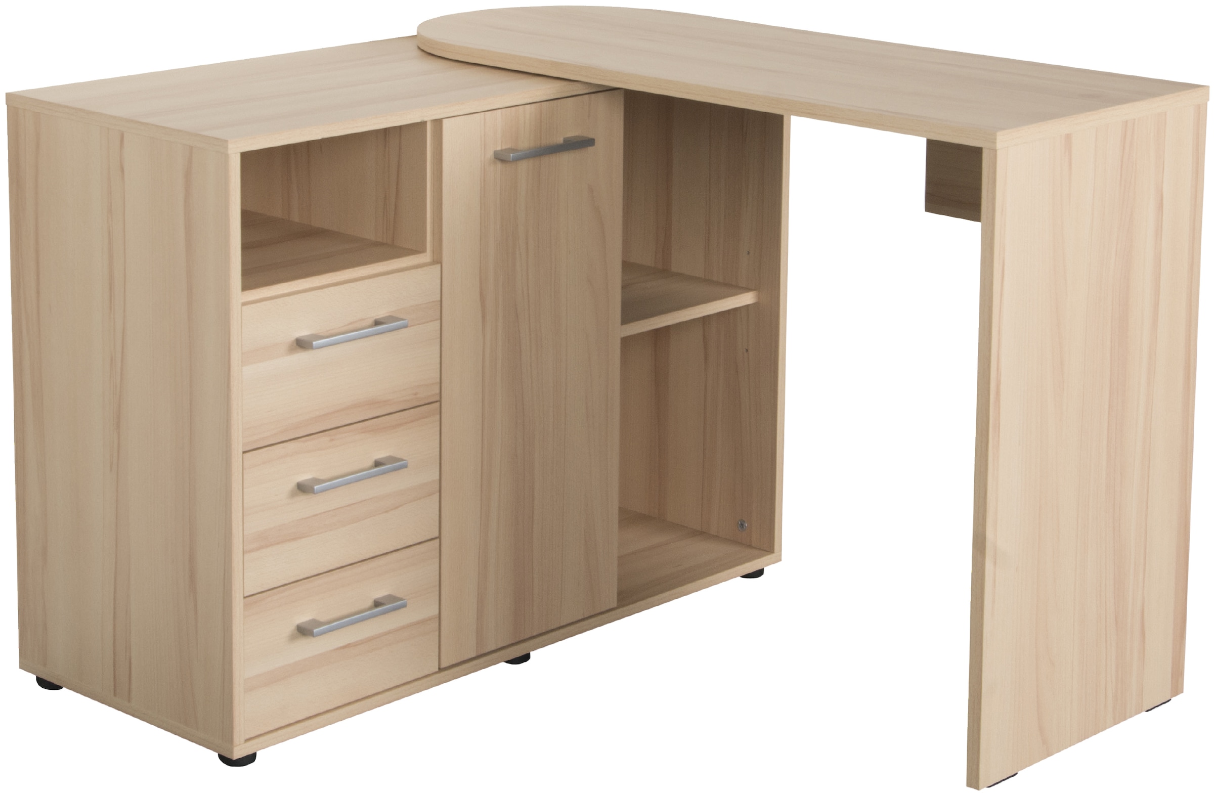 Image of VOGL Möbelfabrik Schreibtisch "1246 mit schwenkbarer Tischplatte" platzsparend, Breite 98-149 cm, Made in Germany